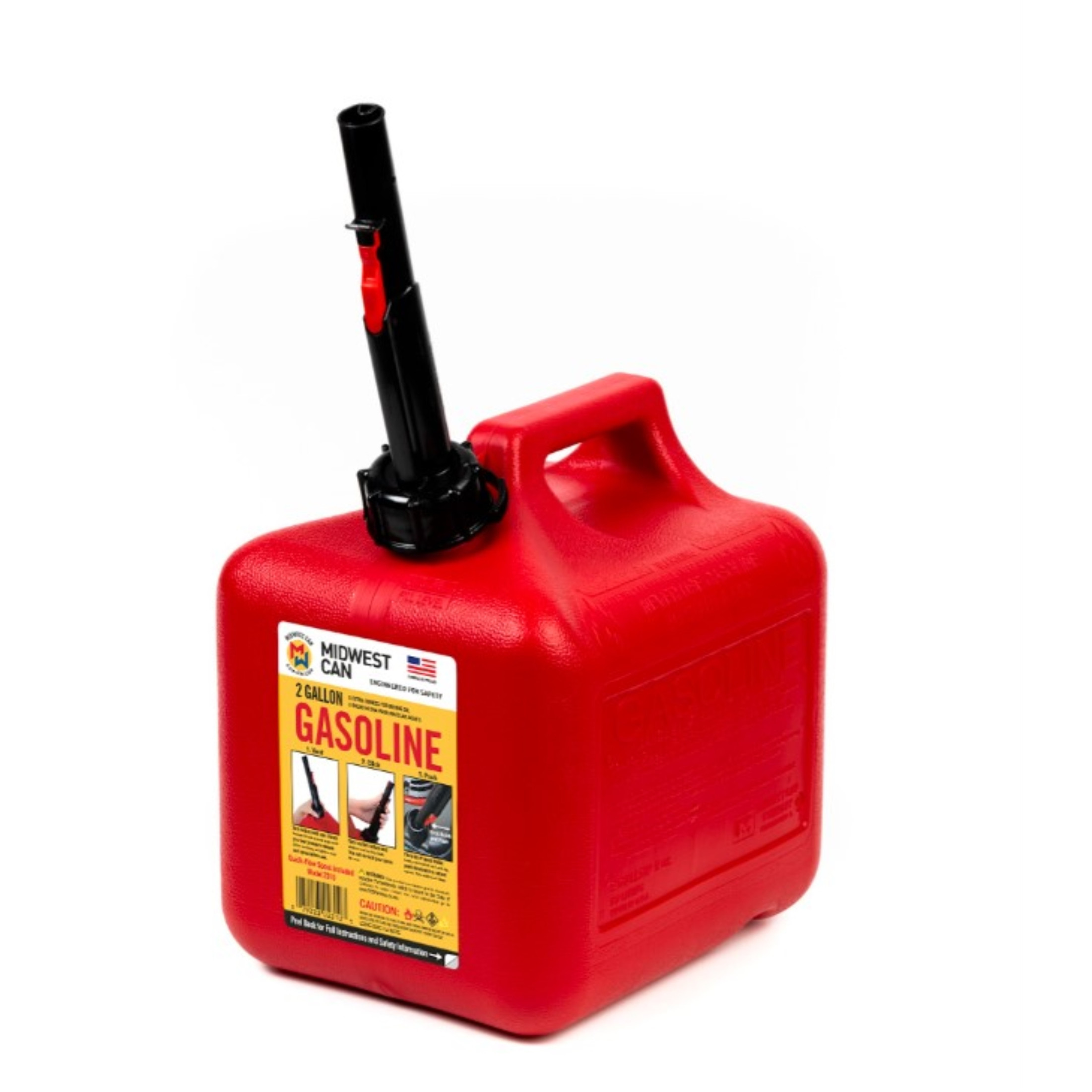 Midwest Can Gasoline Can With Flame Shield Safety System, 2 Gallon