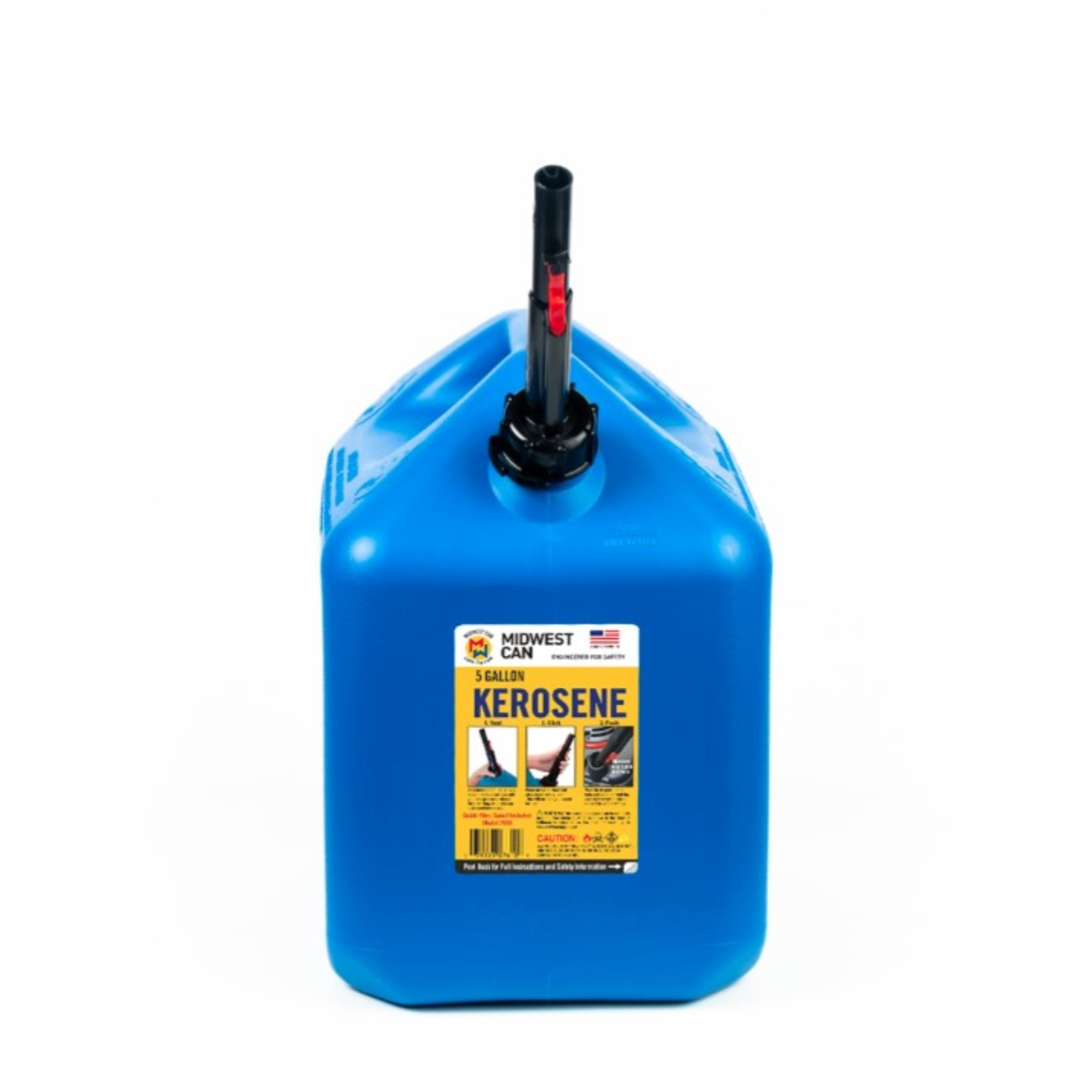 Midwest Can 5-Gallon Kerosene Can With FlameShield Safety System, Blue