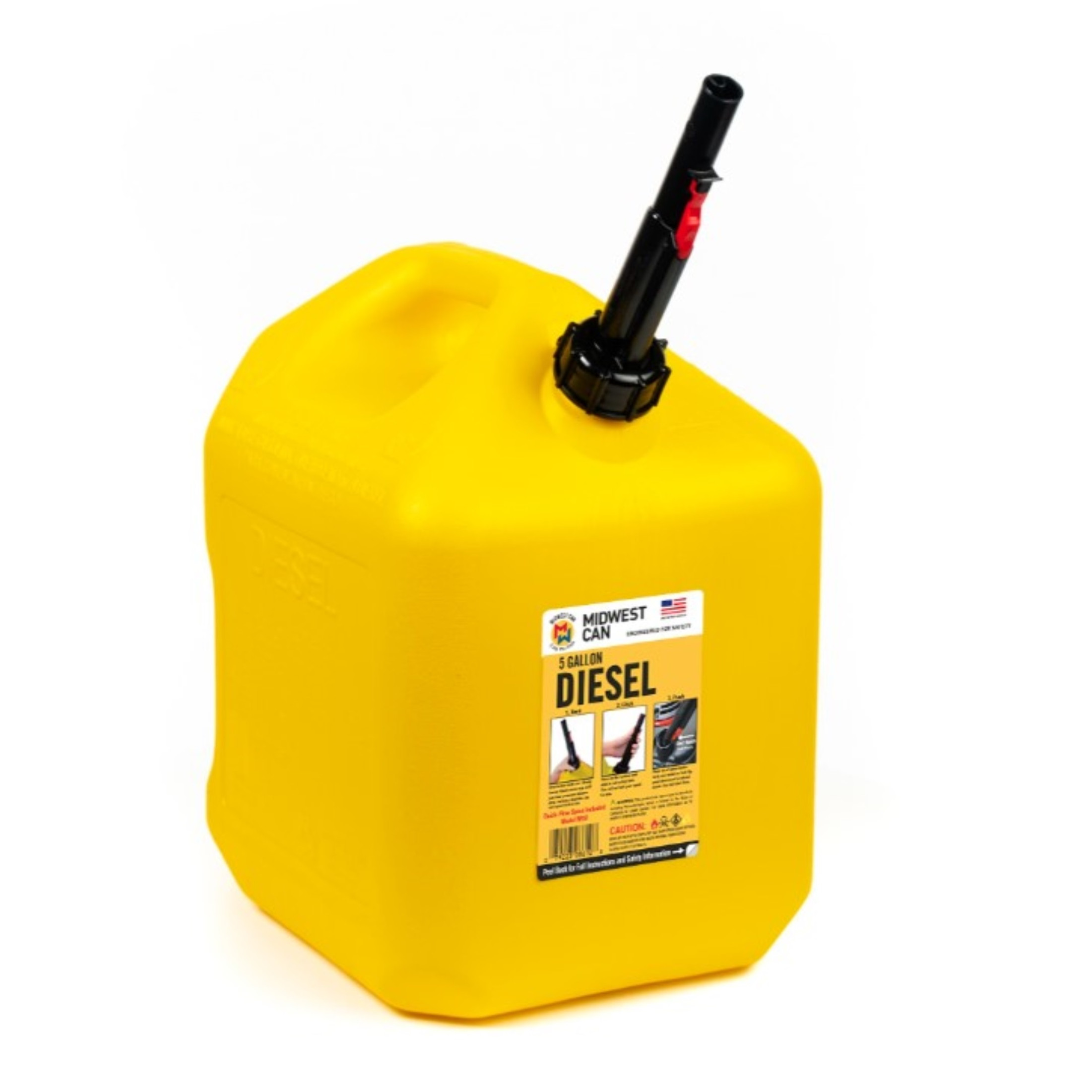 Midwest Can 5-Gallon Diesel Can With FlameShield Safety System, Yellow