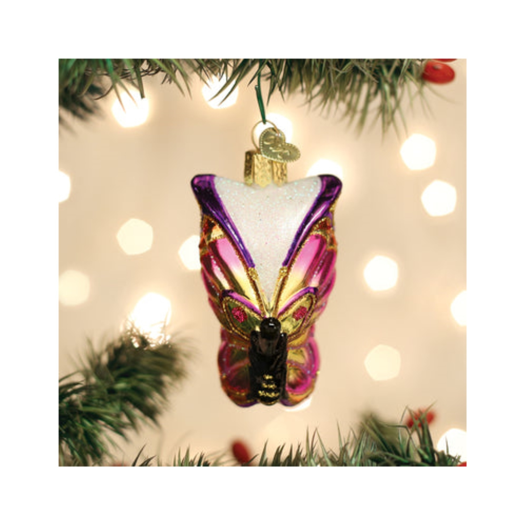 Old World Christmas Glass Blown Ornament for Christmas Tree, Bright Butterfly