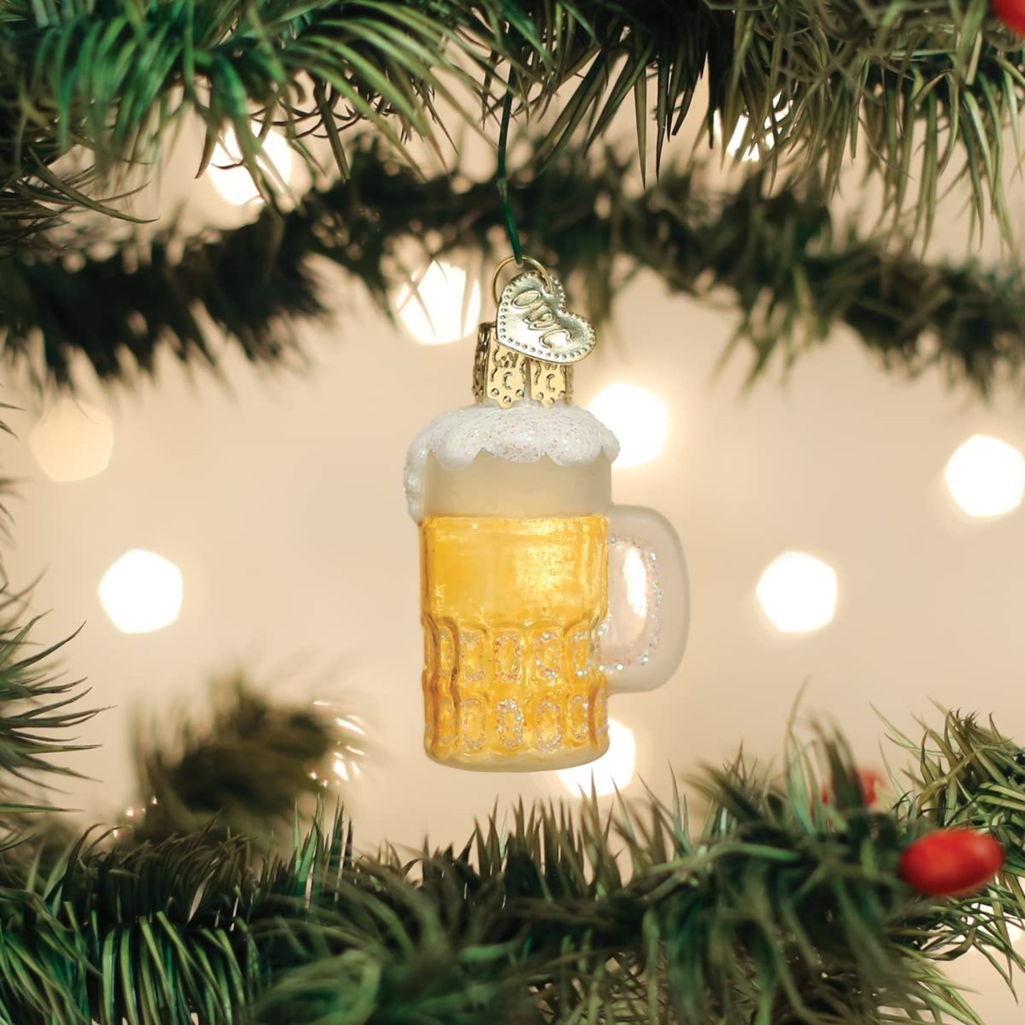 Old World Christmas Mini Glass Blown Ornament for Christmas Tree, Mug of Beer