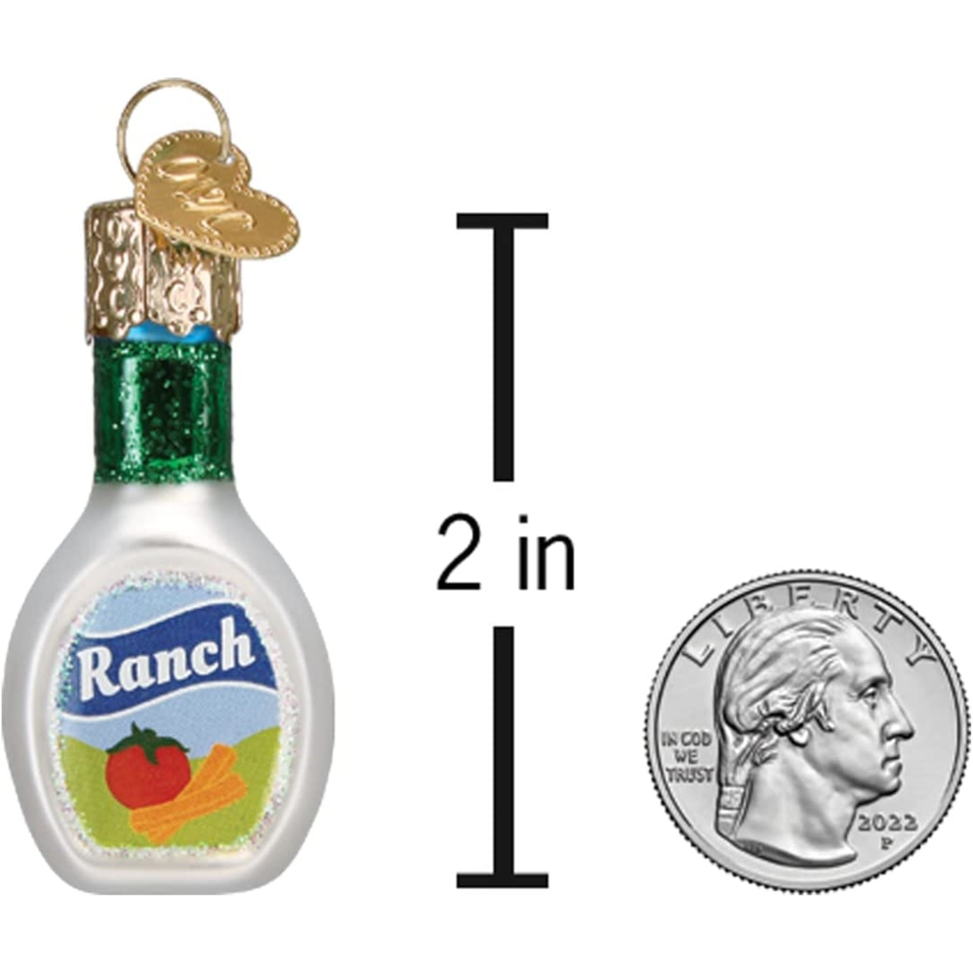 Old World Christmas Mini Blown Glass Ornament for Christmas Tree, Ranch Dressing