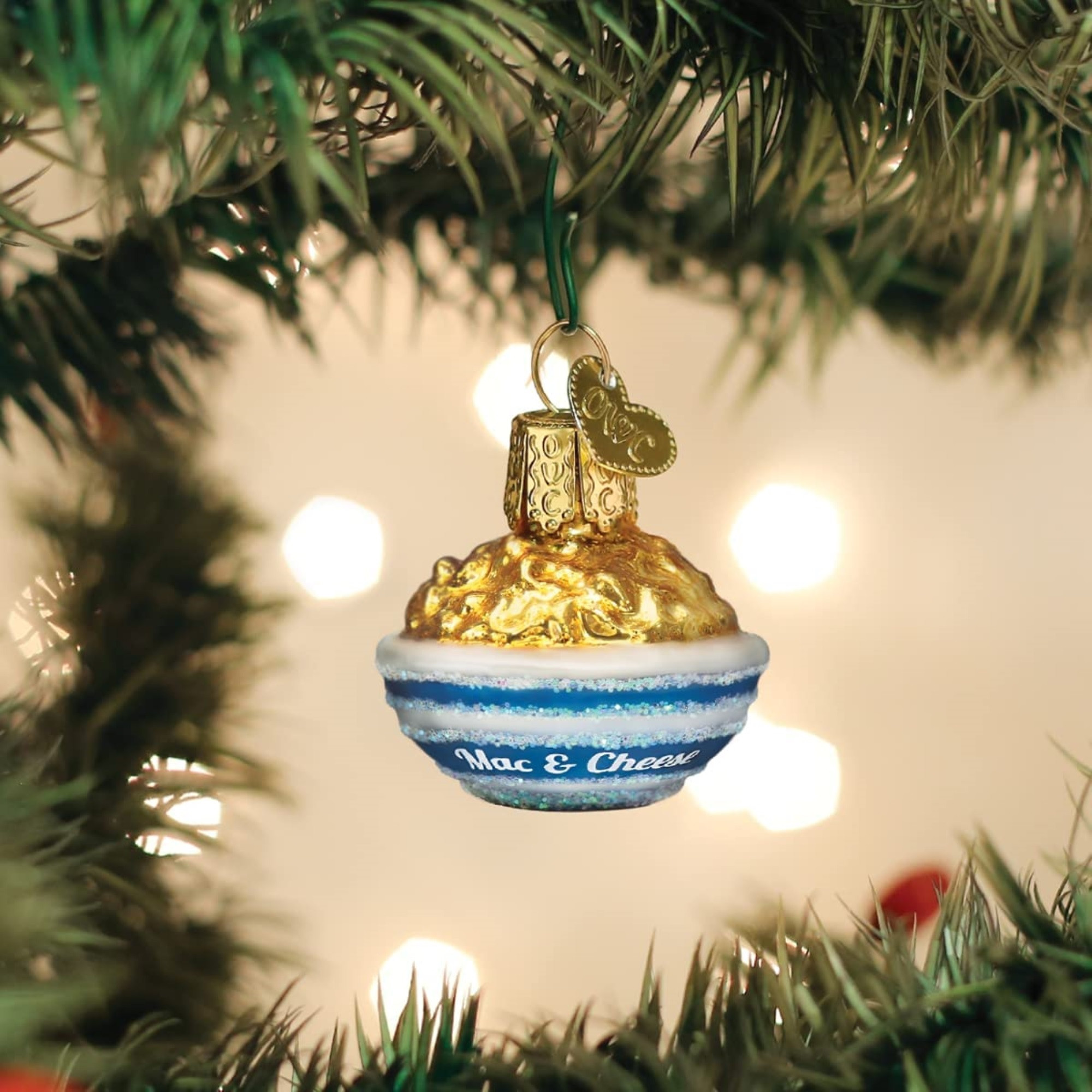 Old World Christmas Mini Glass Blown Ornament for Christmas Tree, Mac & Cheese
