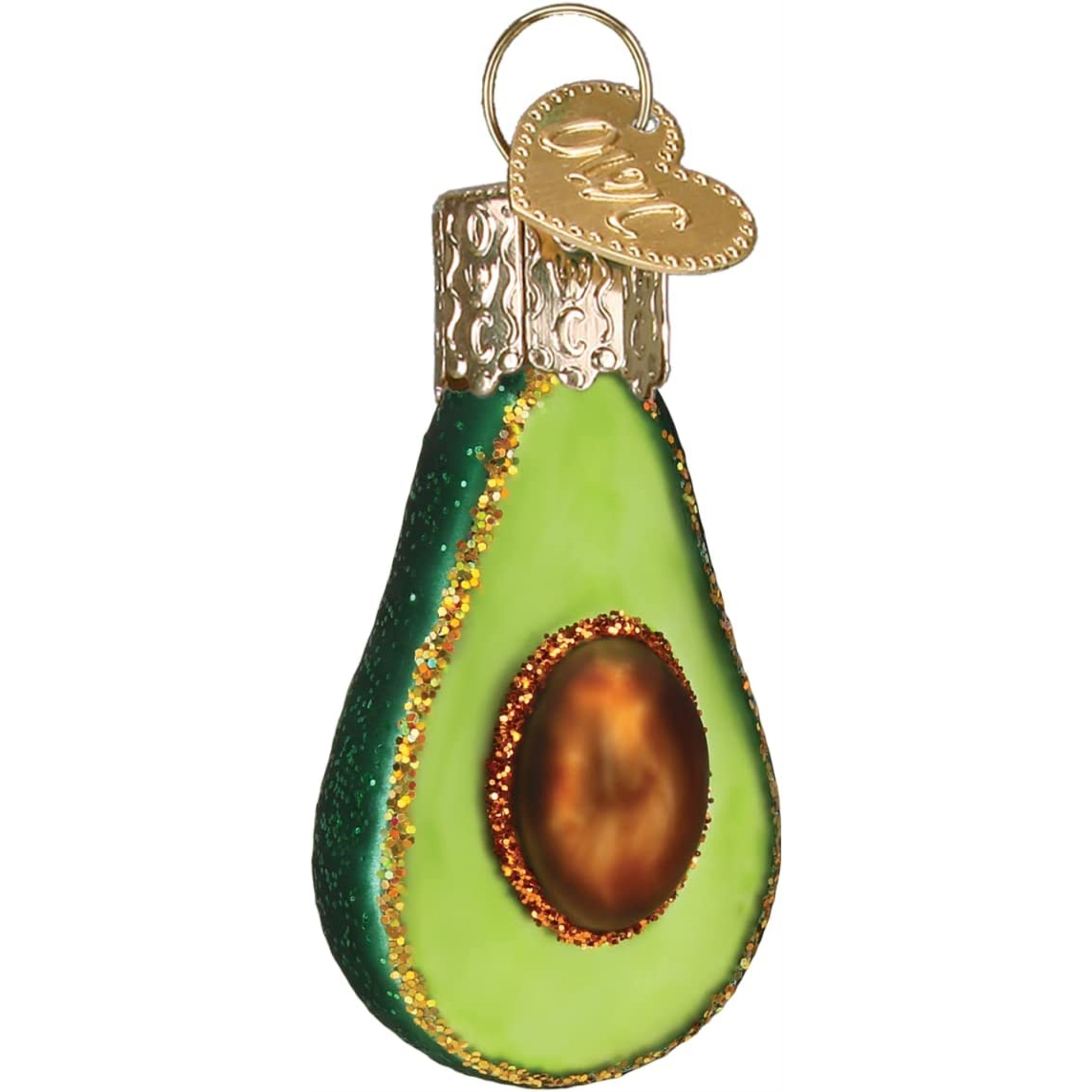 Old World Christmas Mini Glass Blown Ornament, Avocado, 1.75" (With OWC Gift Box)