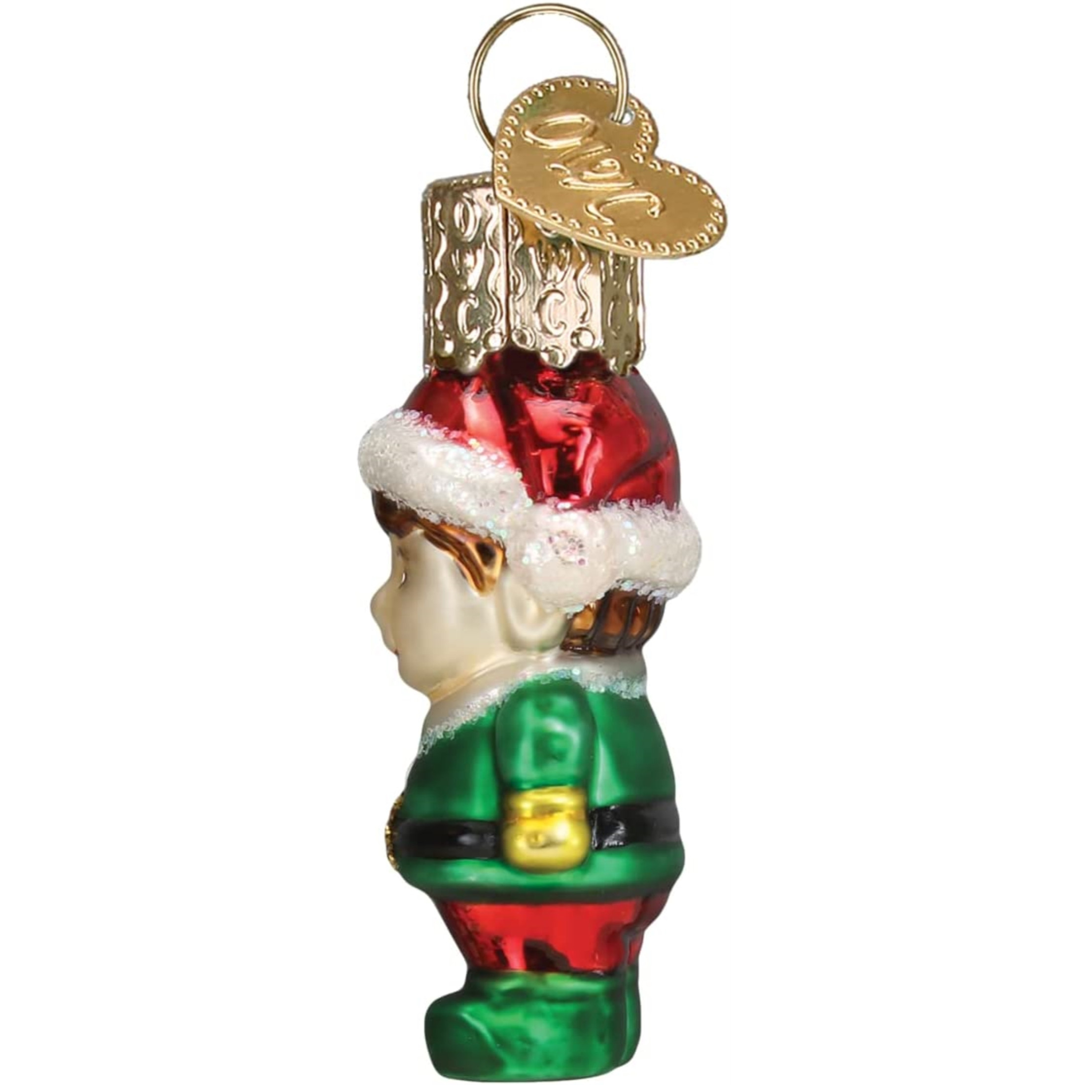 Old World Christmas Mini Glass Blown Ornament, Elf, 2" (With OWC Gift Box)