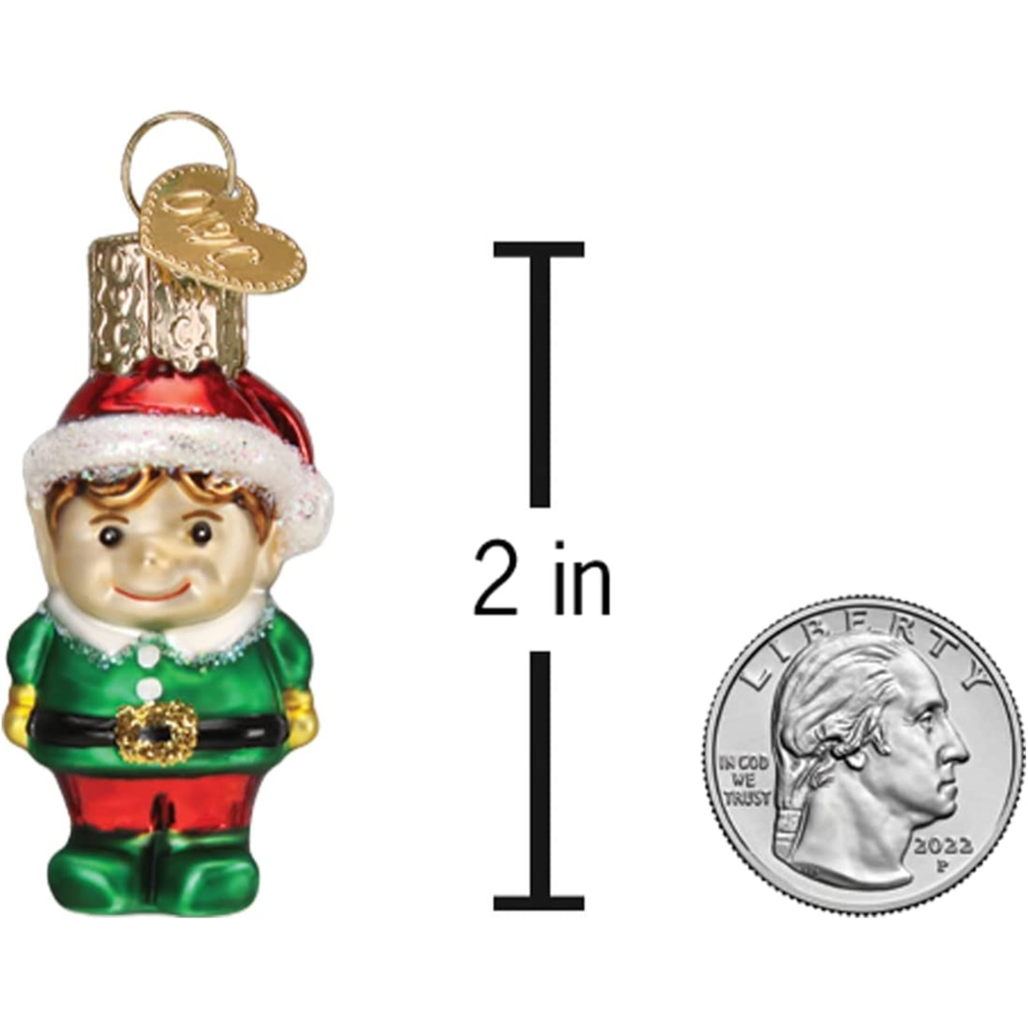 Old World Christmas Blown Glass Mini Ornament for Christmas Tree, Elf