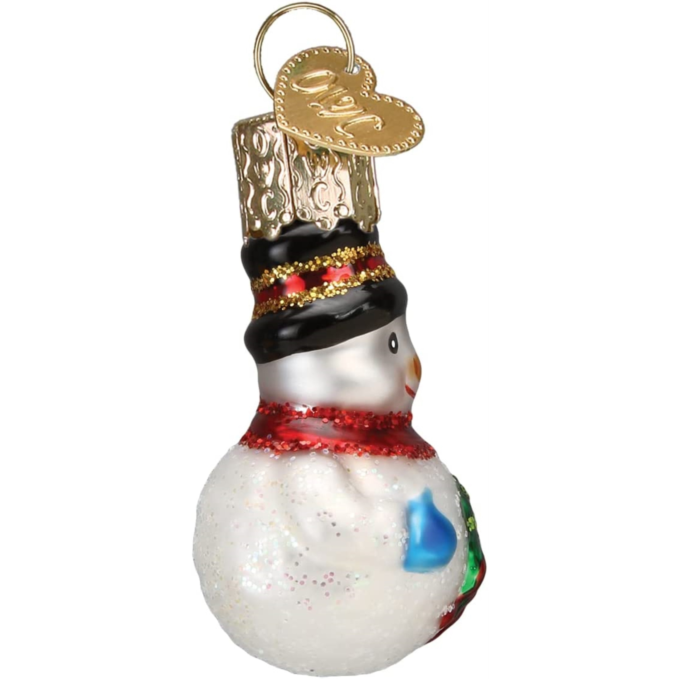 Old World Christmas Mini Glass Blown Ornament, Snowman, 2" (With OWC Gift Box)