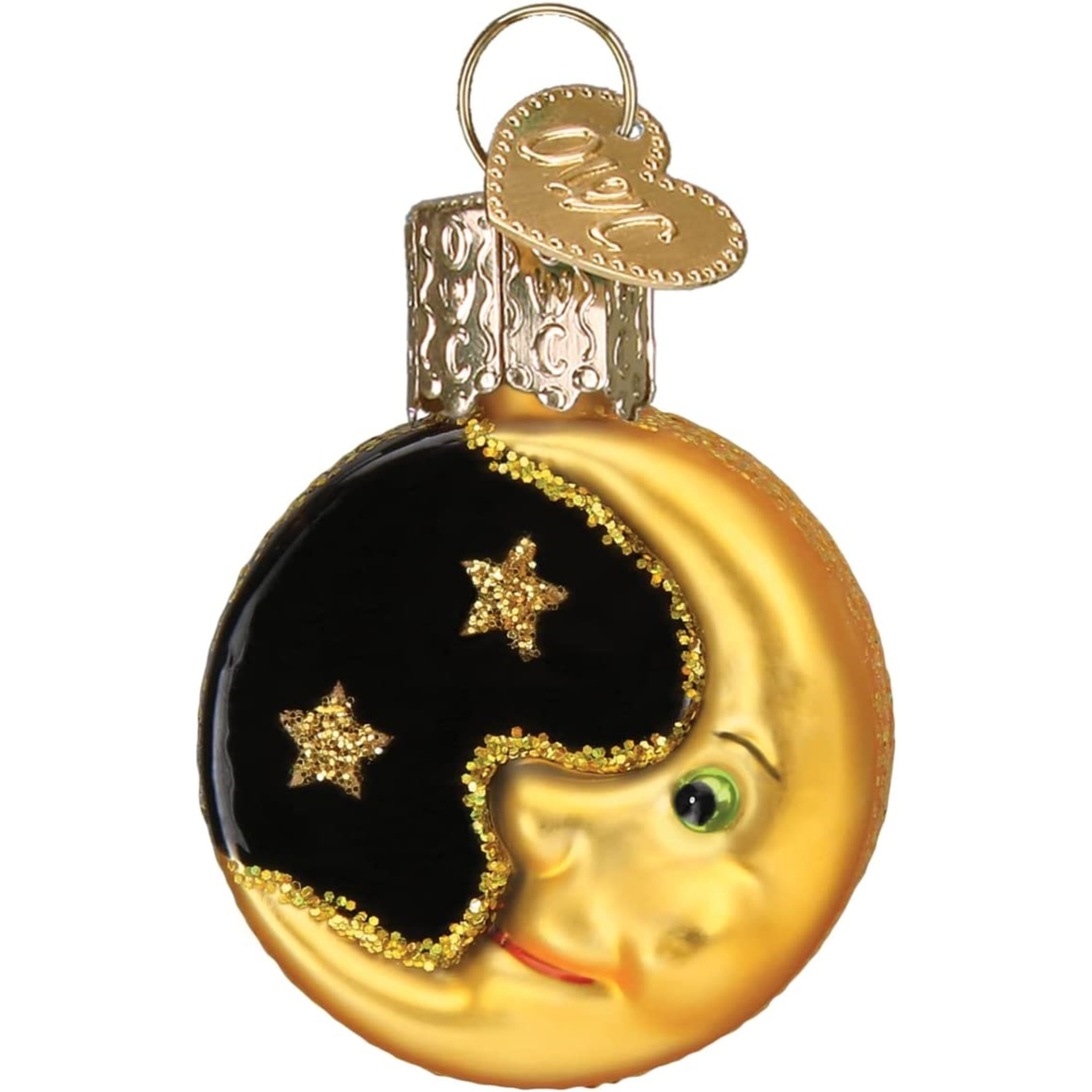 Old World Christmas Mini Glass Blown Ornament for Christmas Tree, Moon