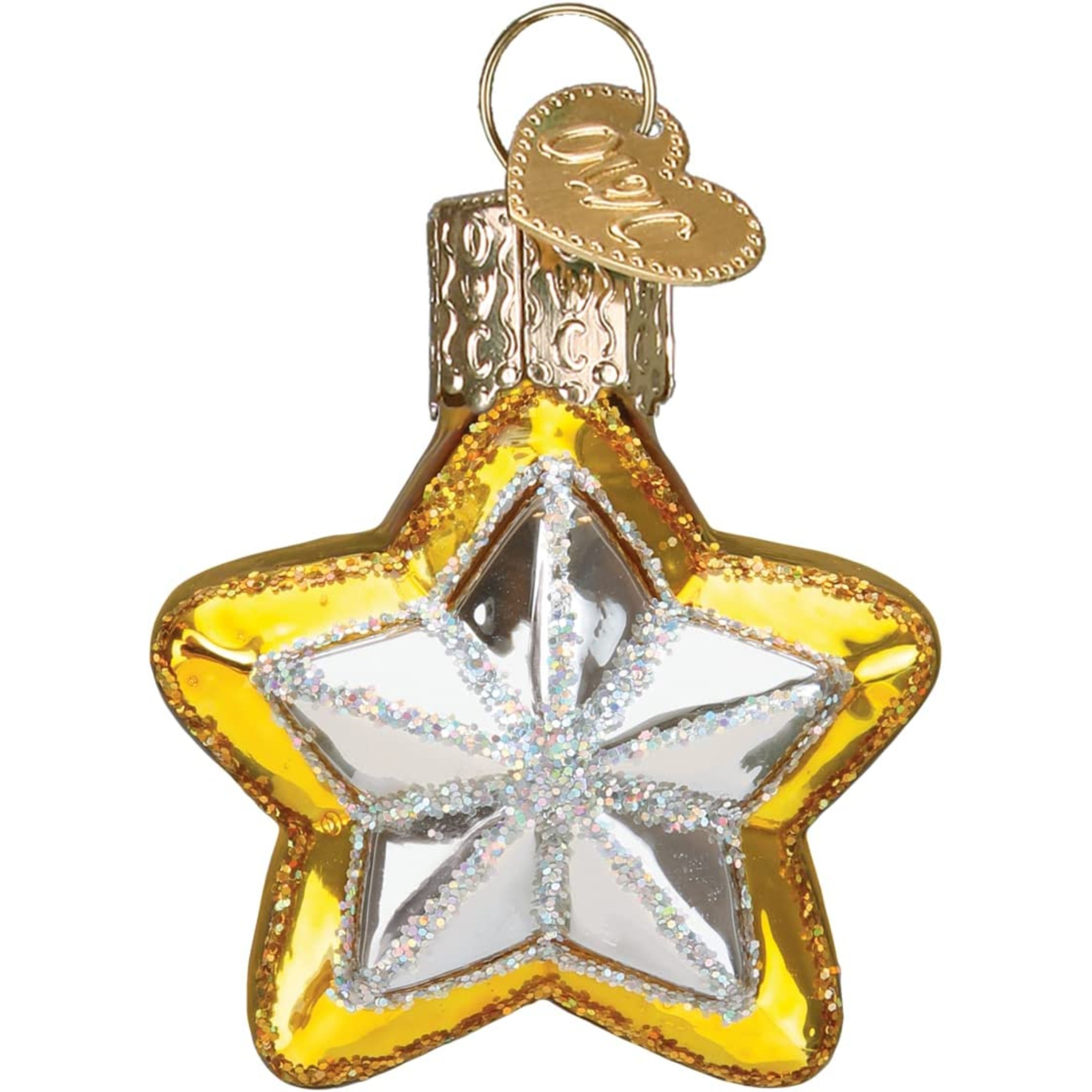 Old World Christmas Mini Glass Blown Ornament, Star, 1.75" (With OWC Gift Box)