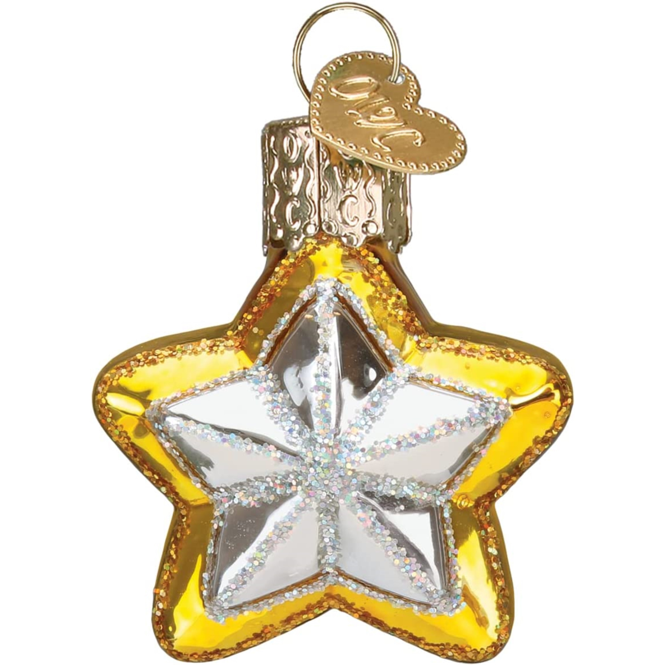 Old World Christmas Mini Glass Blown Ornament, Star, 1.75" (With OWC Gift Box)