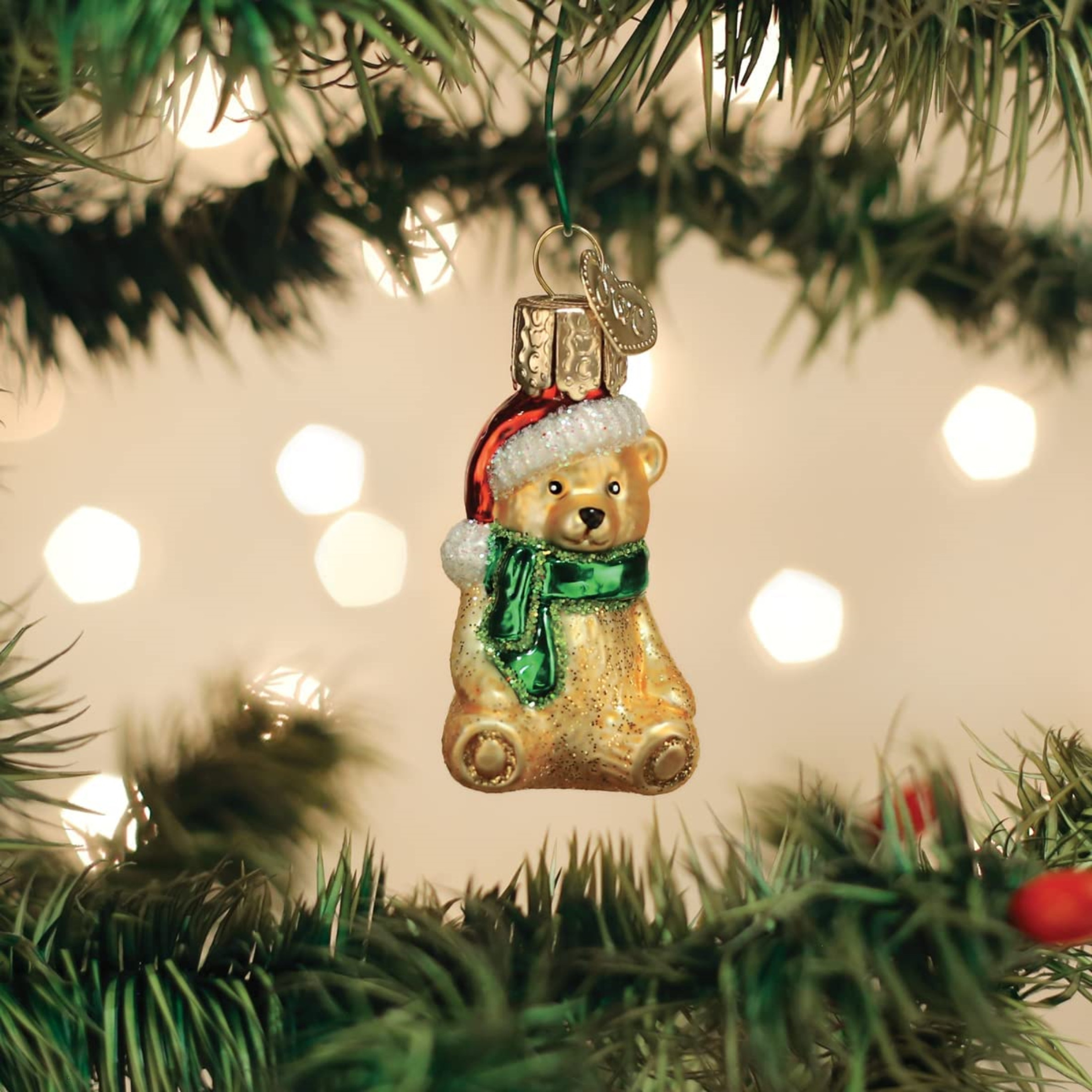 Old World Christmas Mini Glass Blown Ornament, Teddy Bear, 2" (With OWC Gift Box)