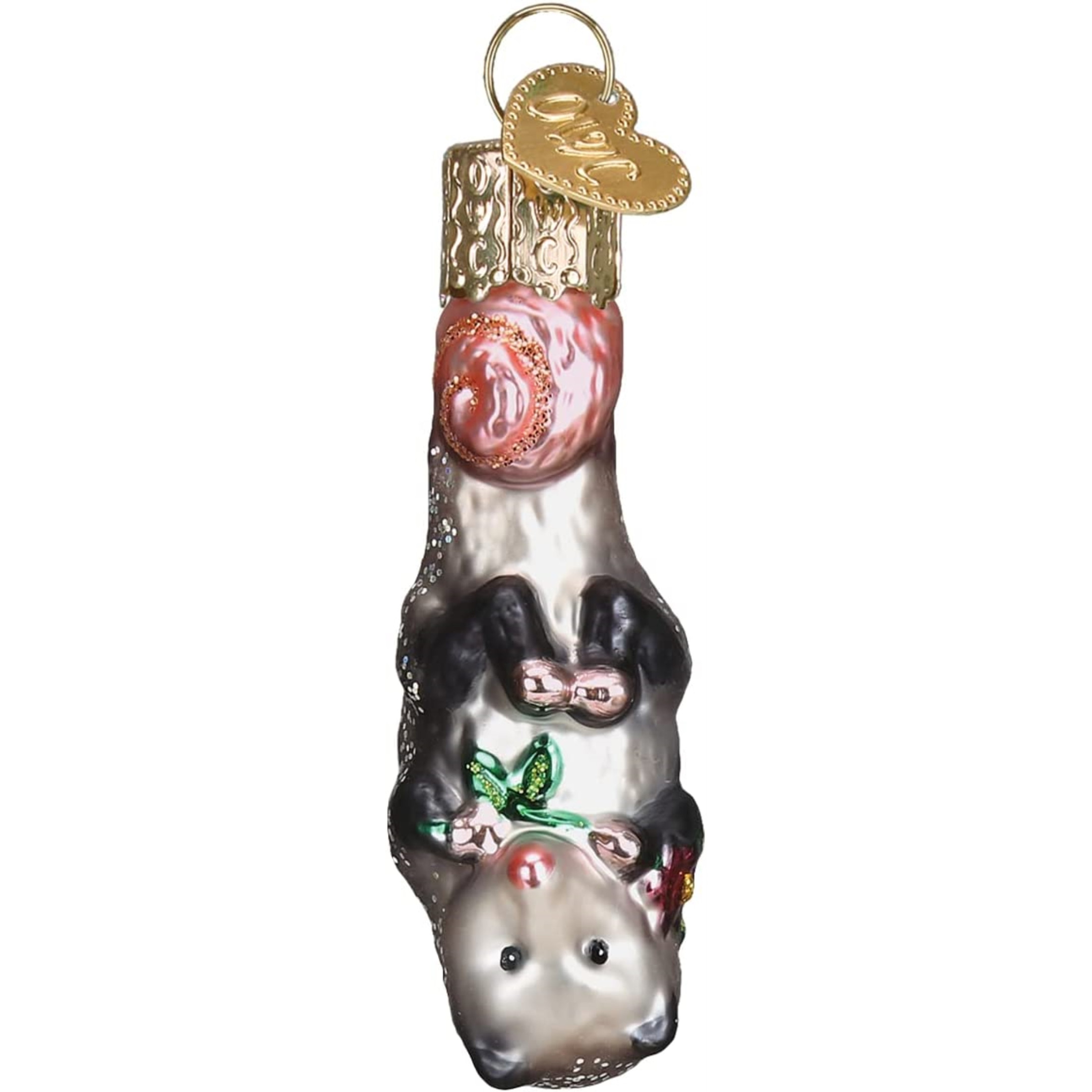 Old World Christmas Glass Blown Mini Opossum Ornament, 2.5"