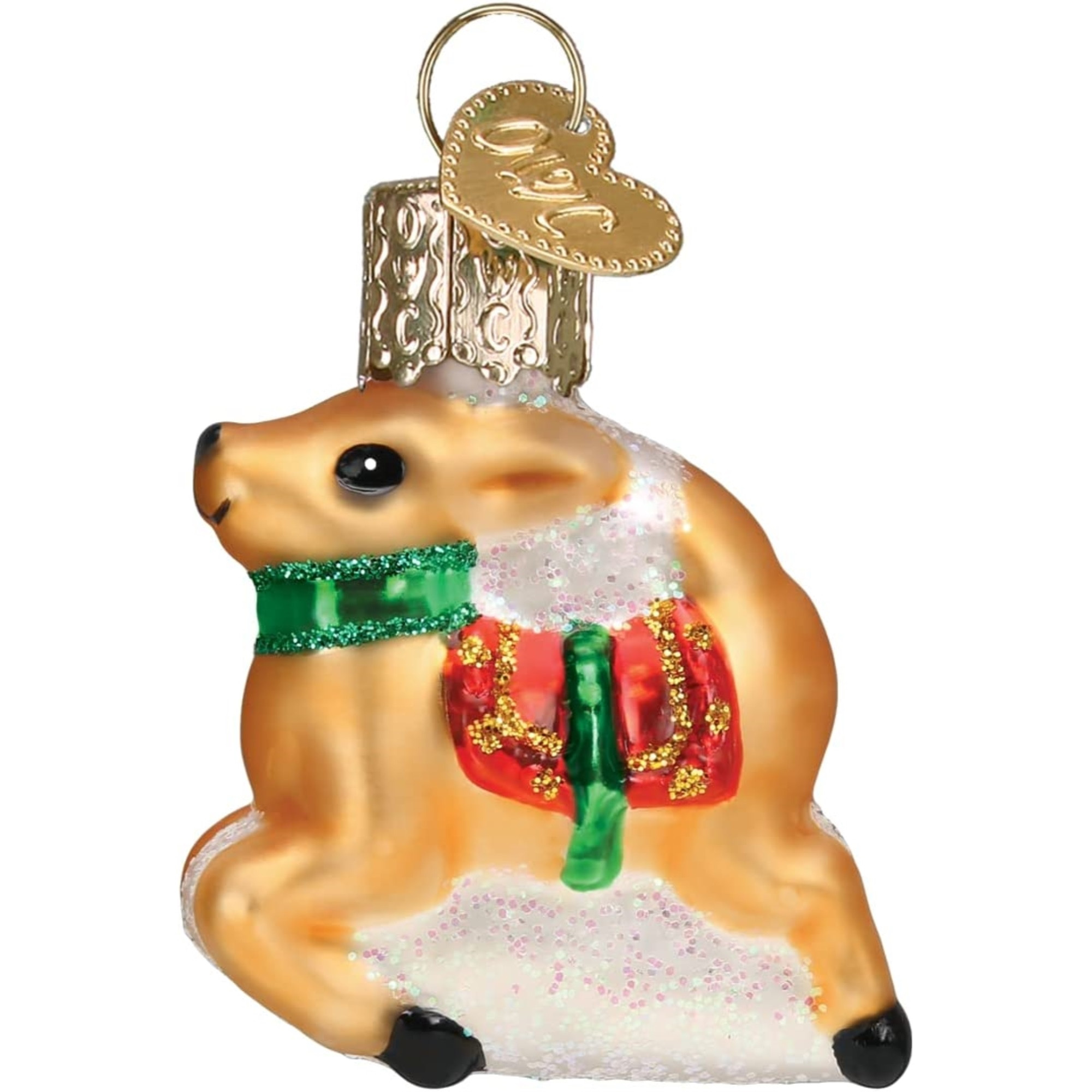 Old World Christmas Blown Glass Mini Ornament for Christmas Tree, Reindeer