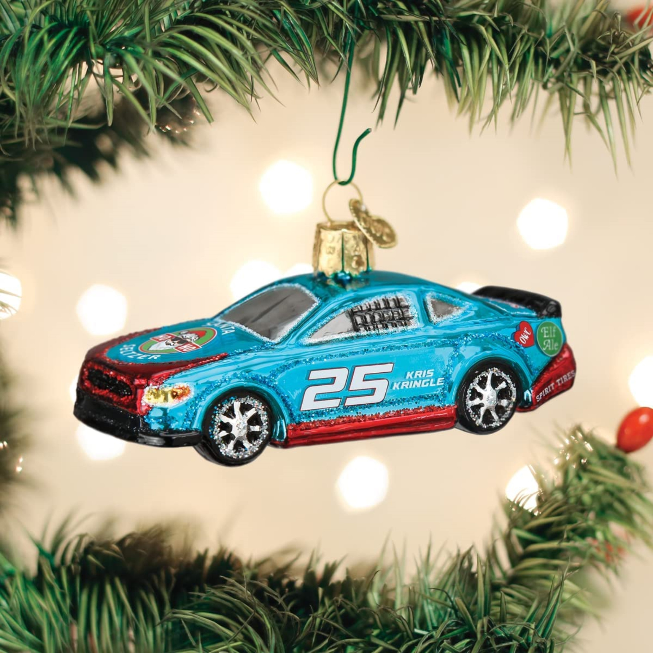 Old World Christmas Glass Blown Racing Sports Car Ornament, 4"