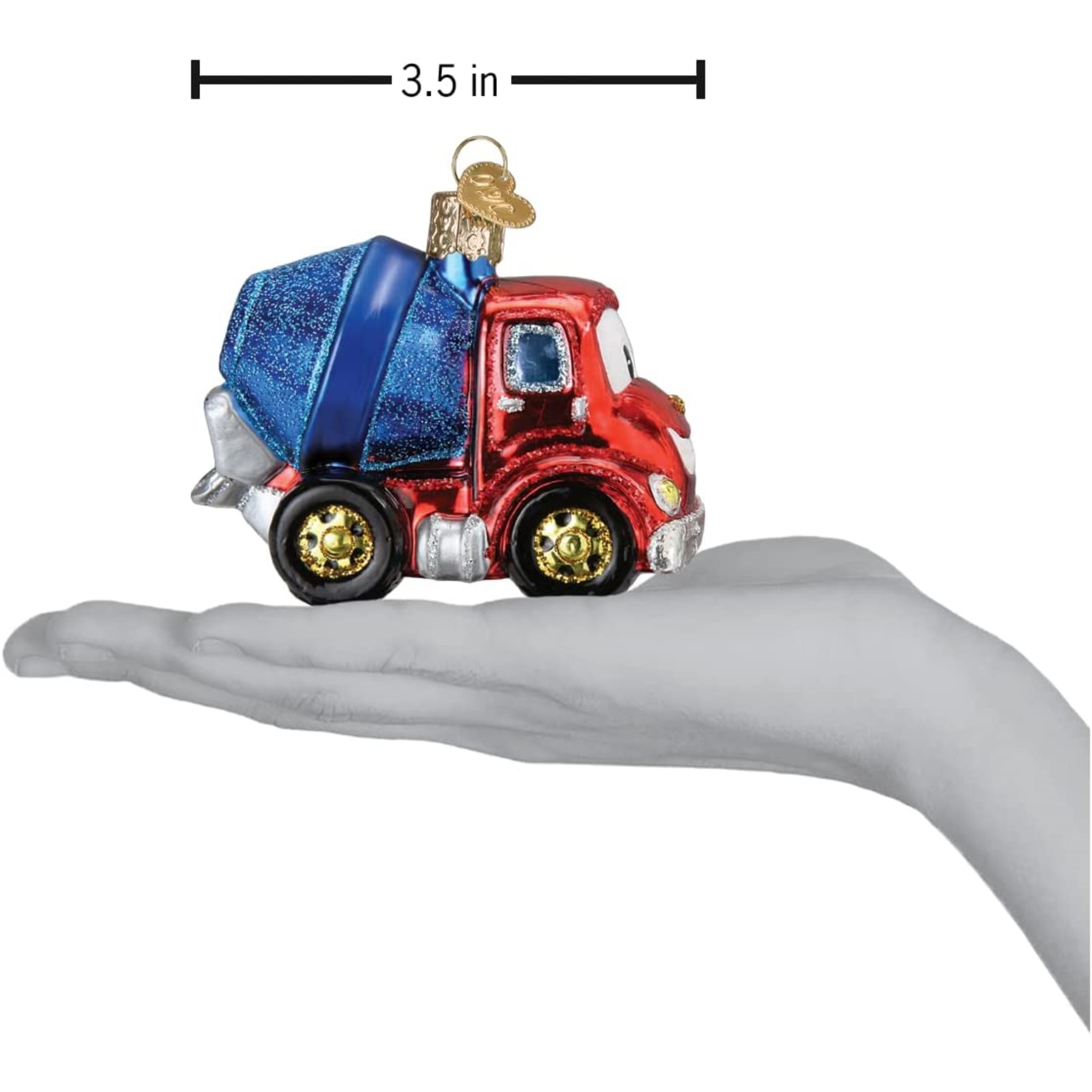 Old World Christmas Glass Blown Ornament, Cheerful Cement Truck, 3.5" (With OWC Gift Box)