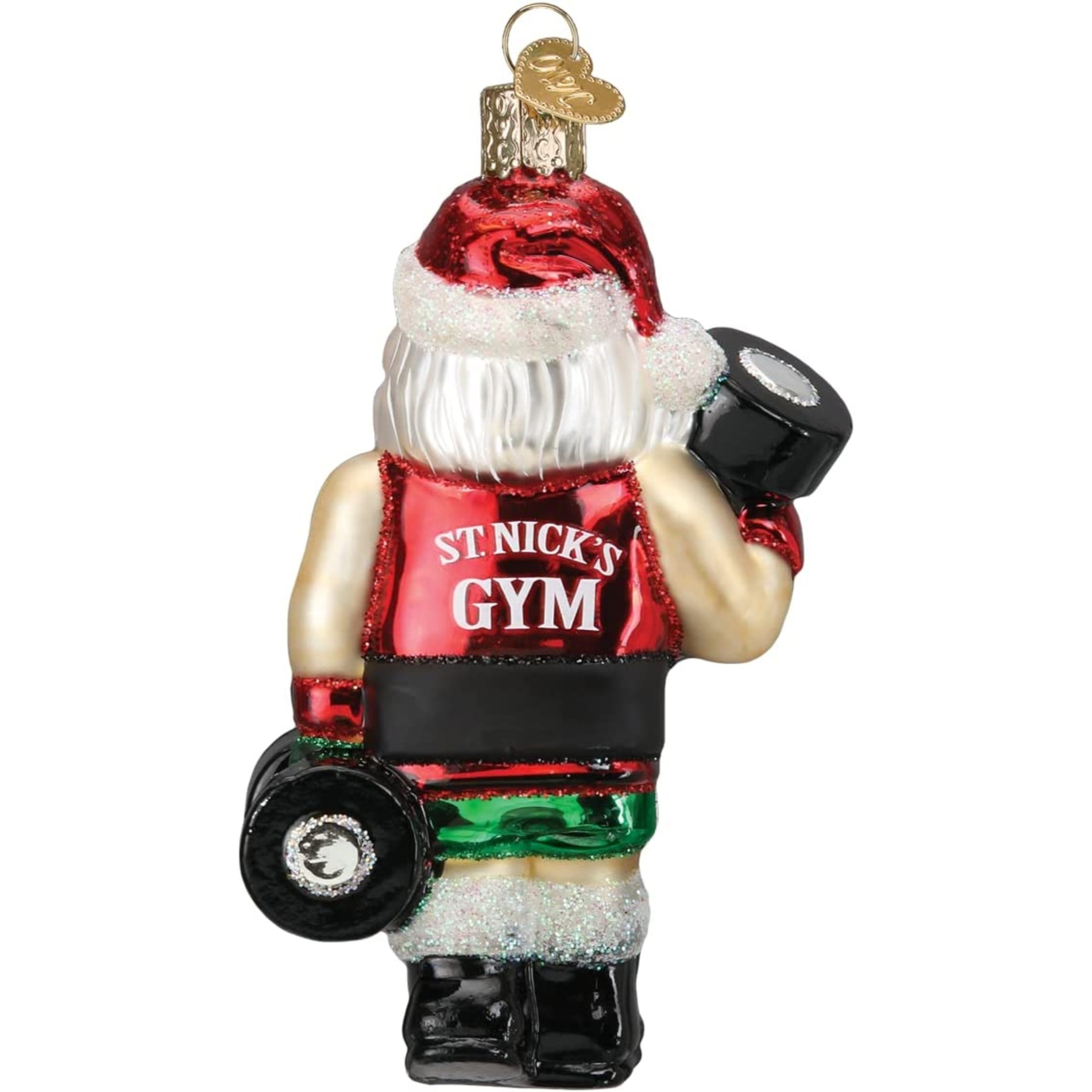 Old World Christmas Glass Blown Ornament for Christmas Tree, Bodybuilder Santa Claus