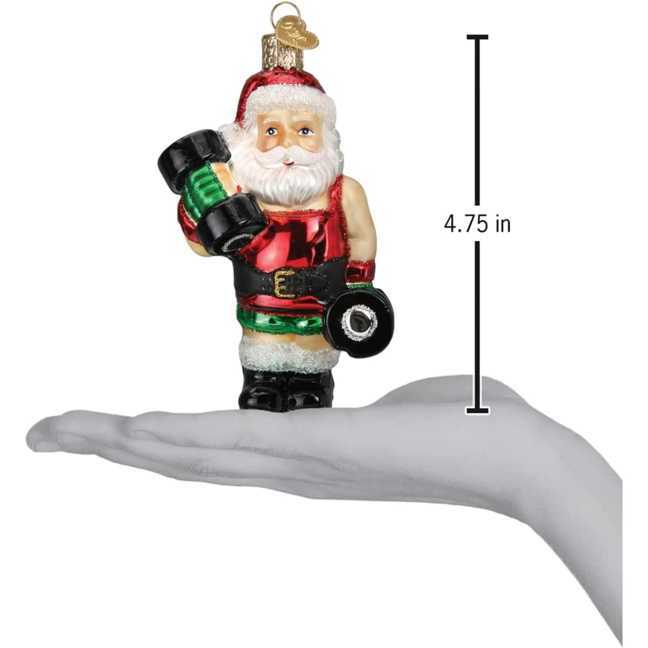 Old World Christmas Glass Blown Ornament for Christmas Tree, Bodybuilder Santa Claus