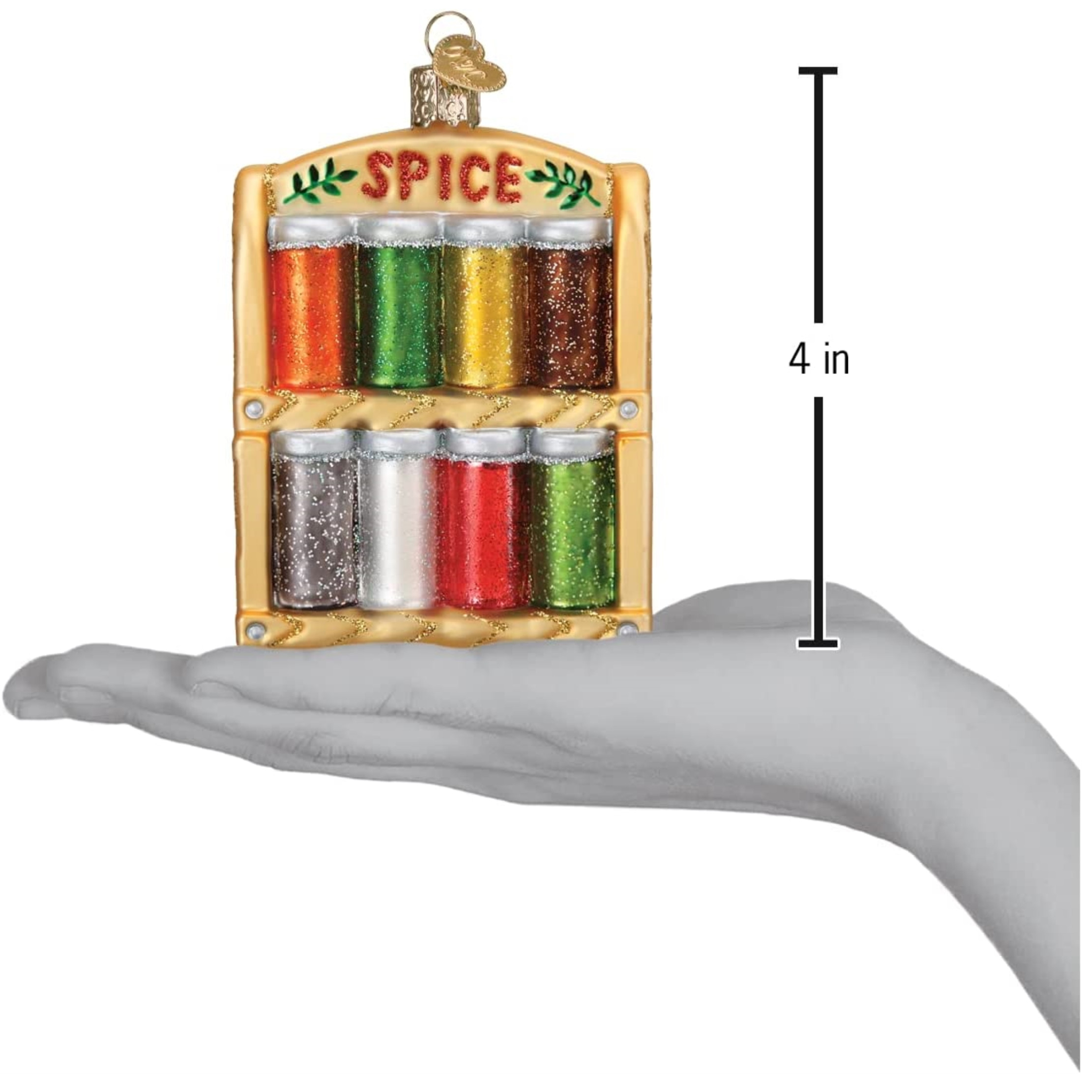 Old World Christmas Glass Blown Ornament, Spice Rack, 4" (With OWC Gift Box)