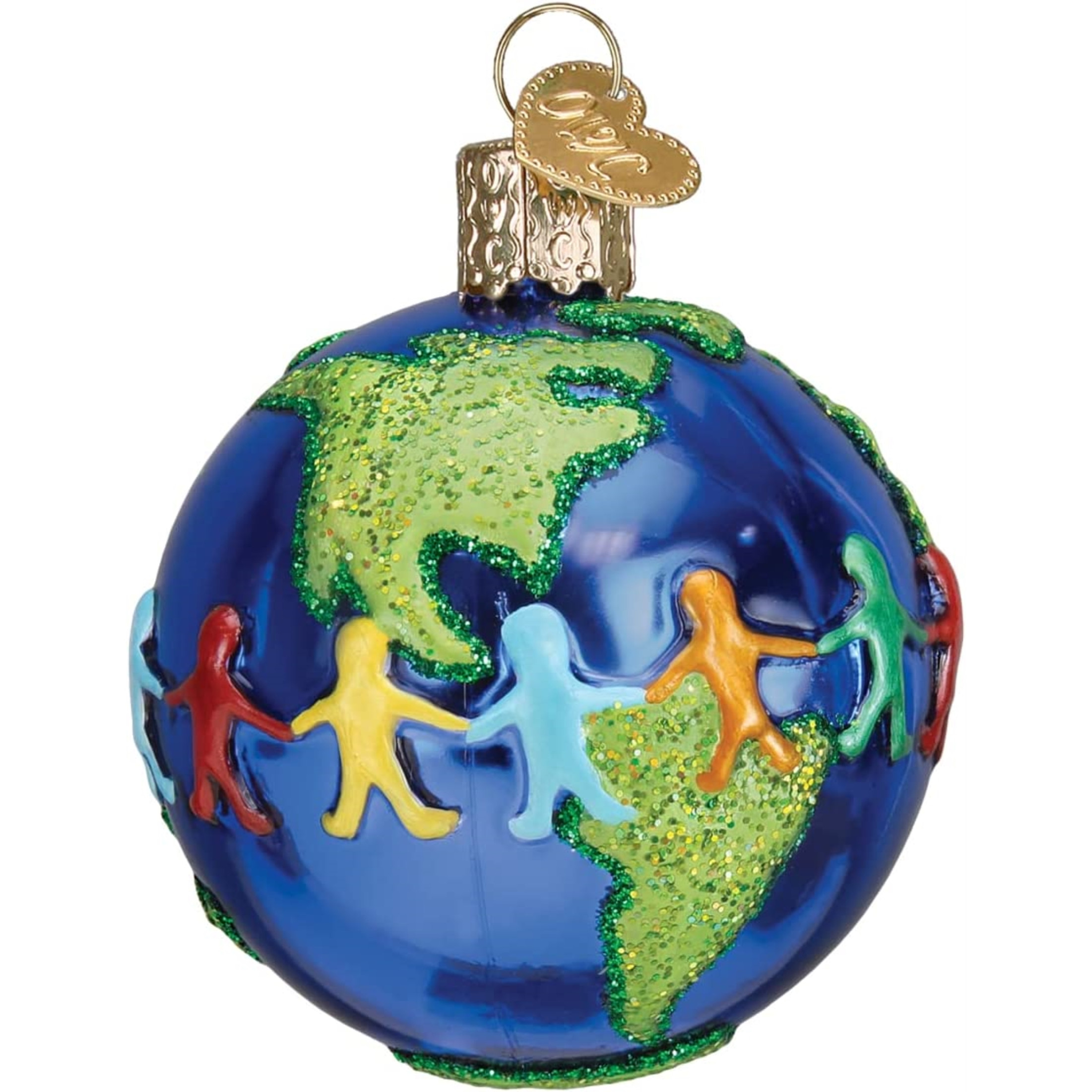 Old World Christmas Glass Blown World Peace on Earth Ornament, 2.5"