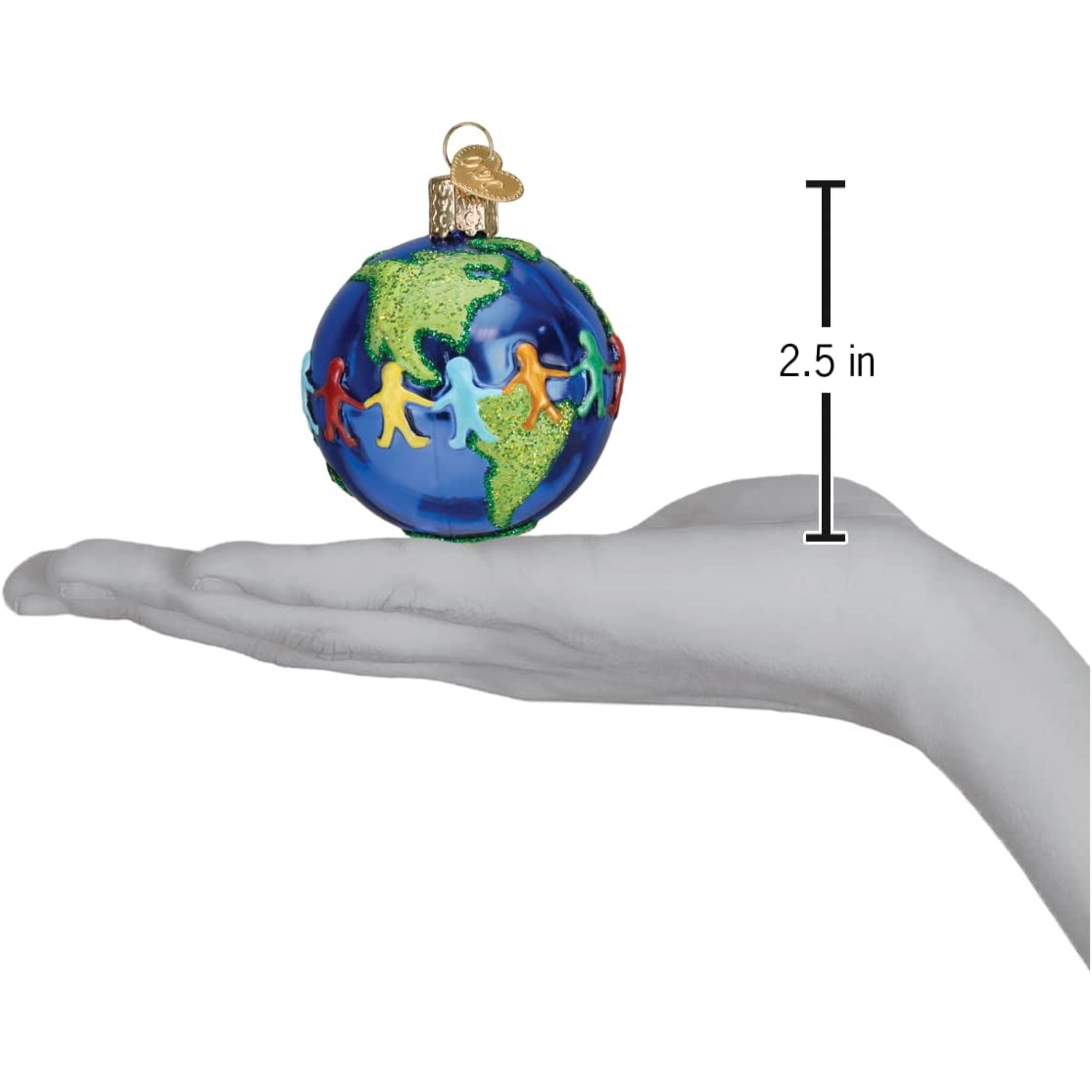 Old World Christmas Glass Blown World Peace on Earth Ornament, 2.5"