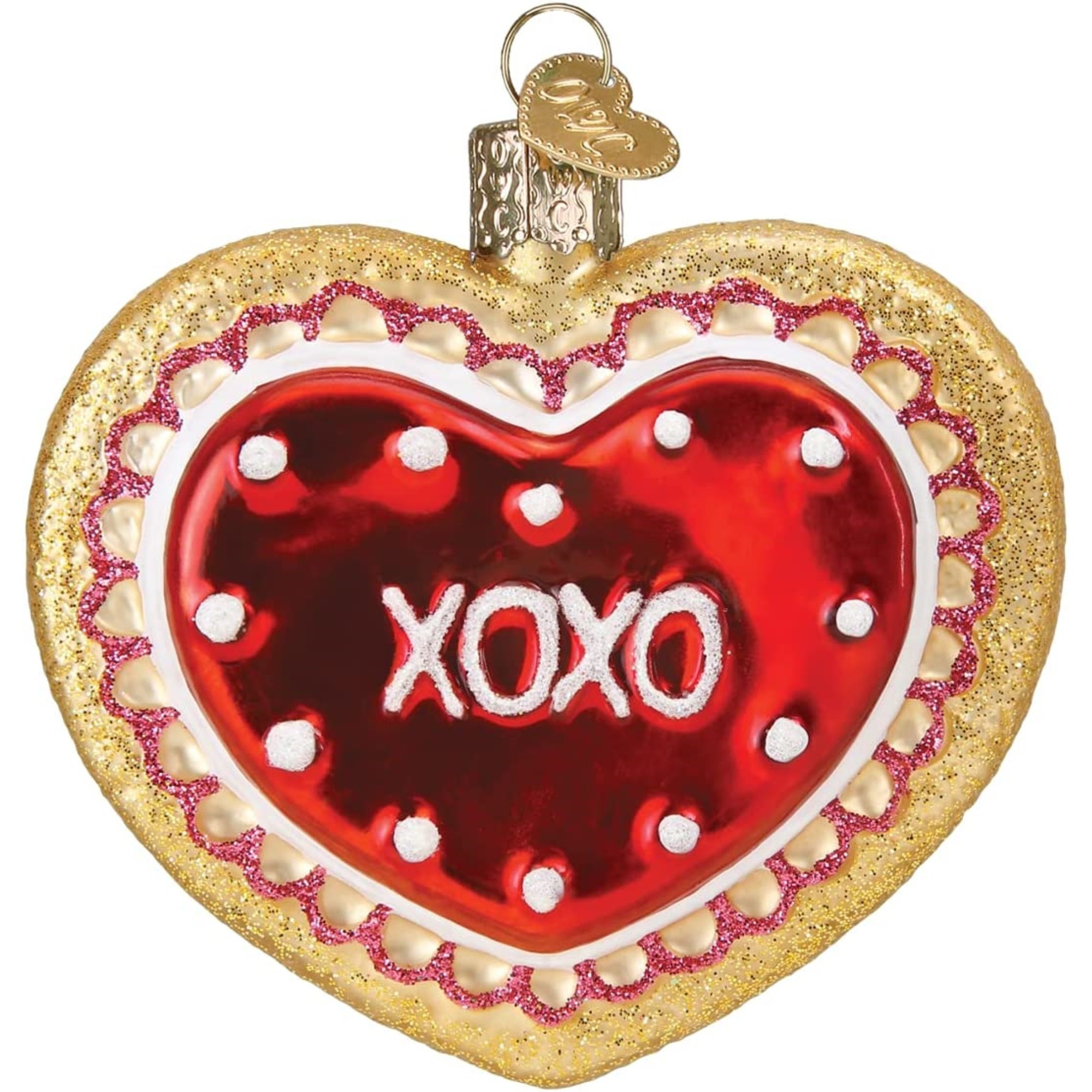 Old World Christmas Glass Blown Ornament for Christmas Tree, Heart Shaped Cookie