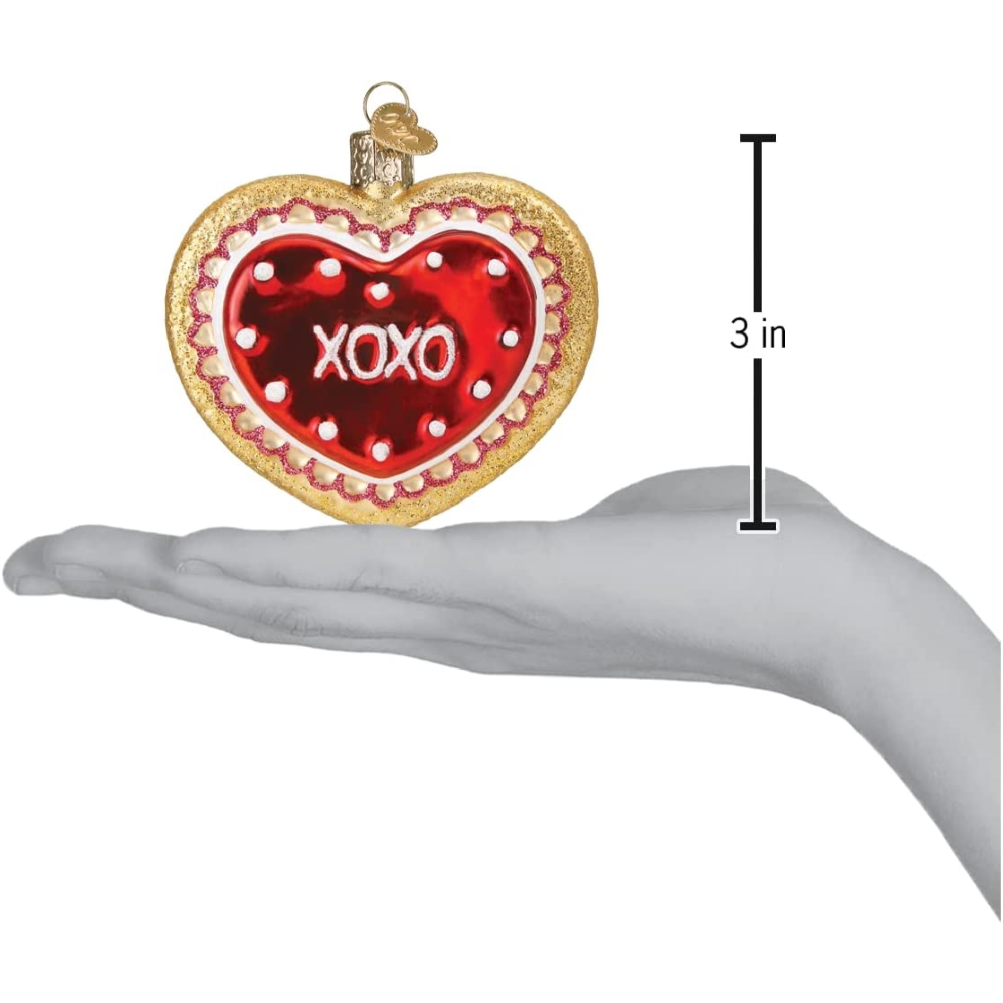 Old World Christmas Glass Blown Ornament for Christmas Tree, Heart Shaped Cookie