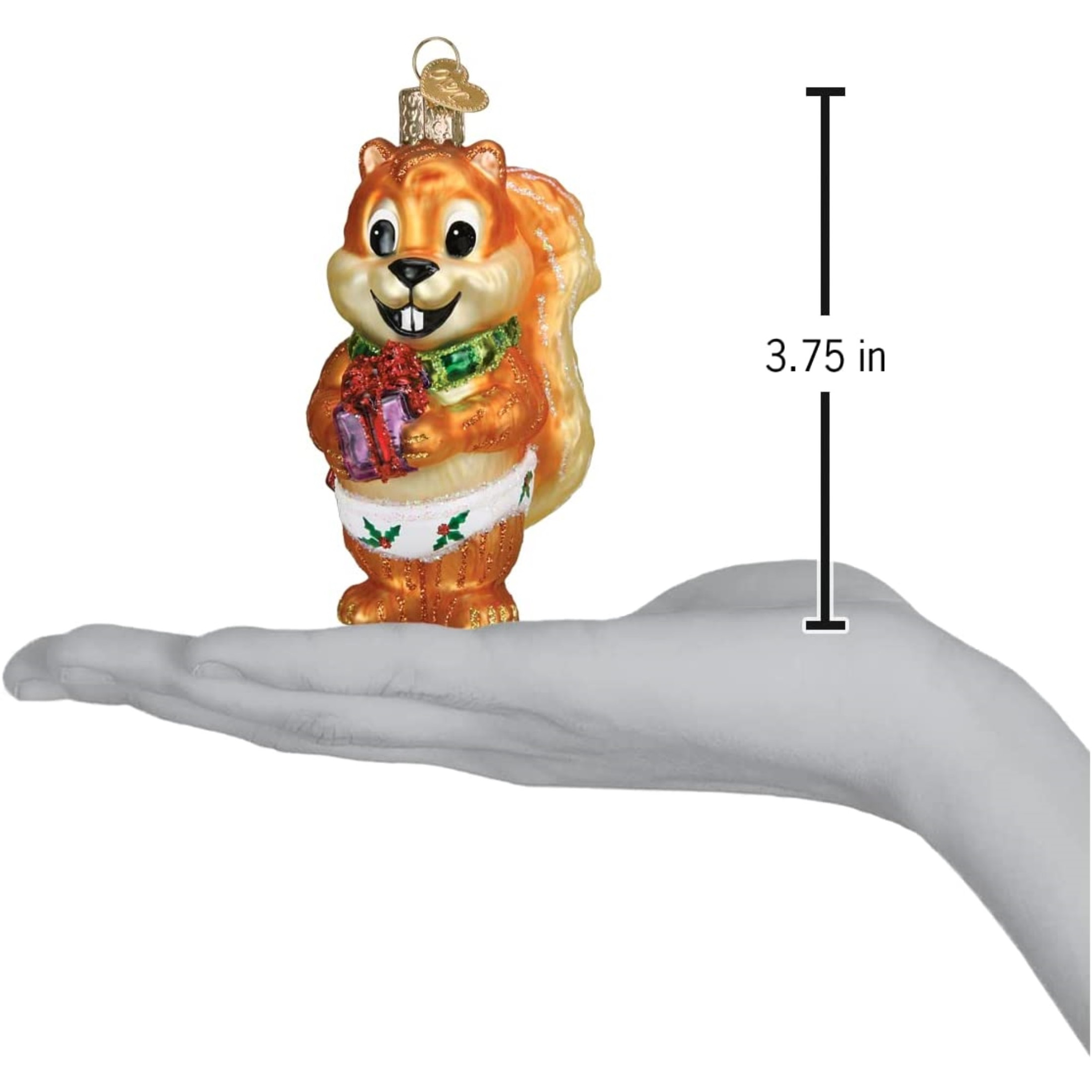 Old World Christmas Glass Blown Christmas Ornament, Blown Silly Squirrel (With OWC Gift Box)
