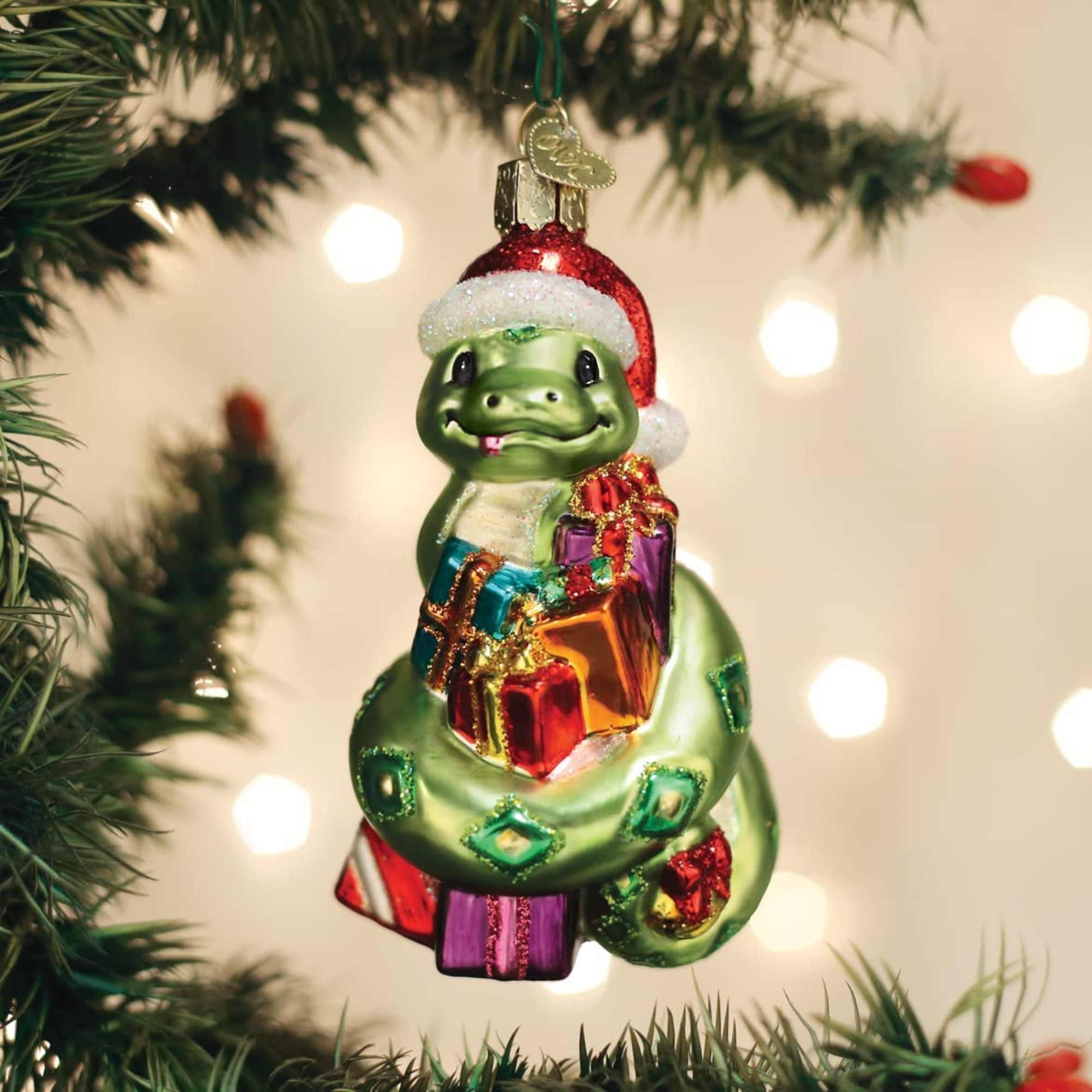 Old World Christmas Blown Glass Ornament for Christmas Tree, Santa Snake
