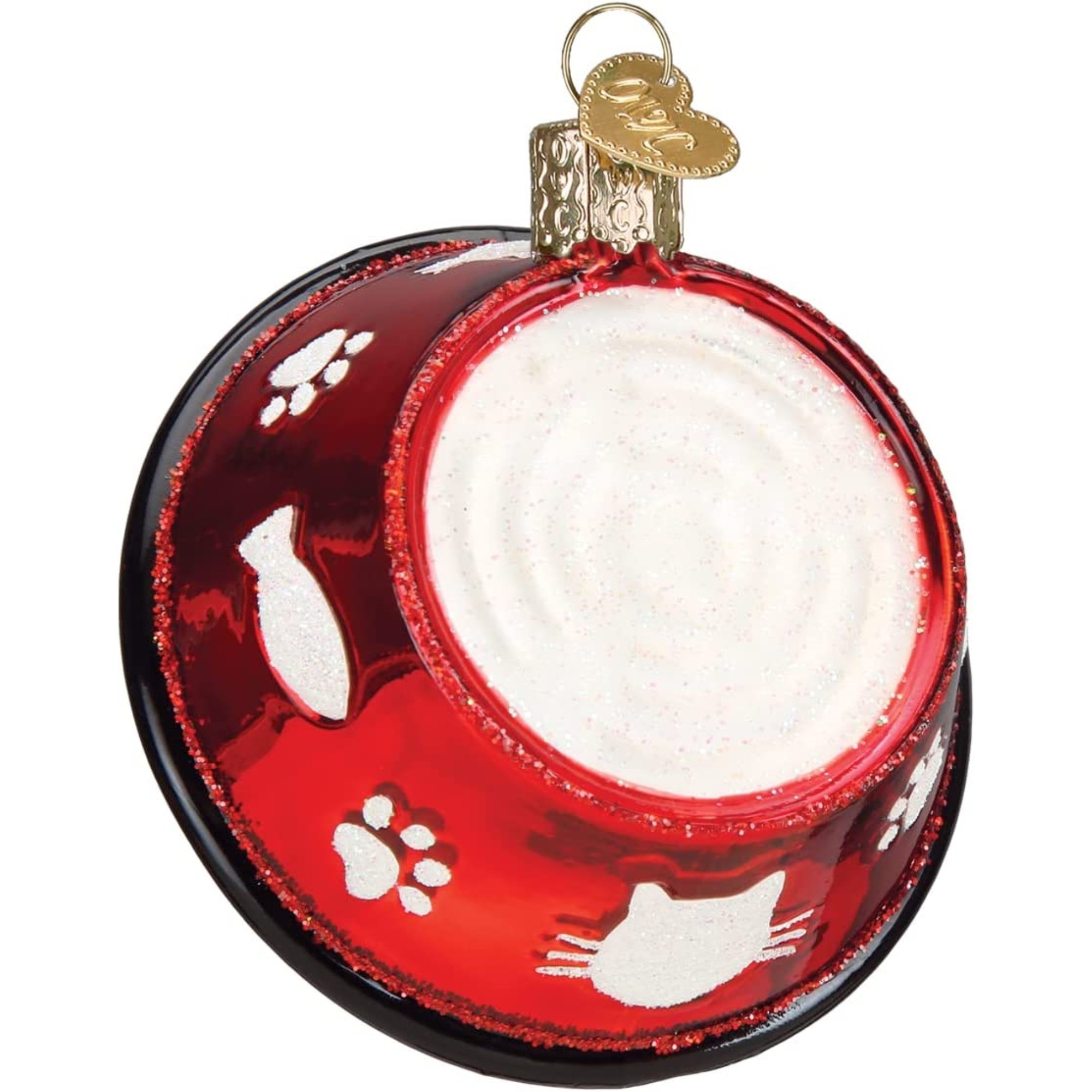 Old World Christmas Blown Glass Ornament for Christmas Tree, Kitty Bowl