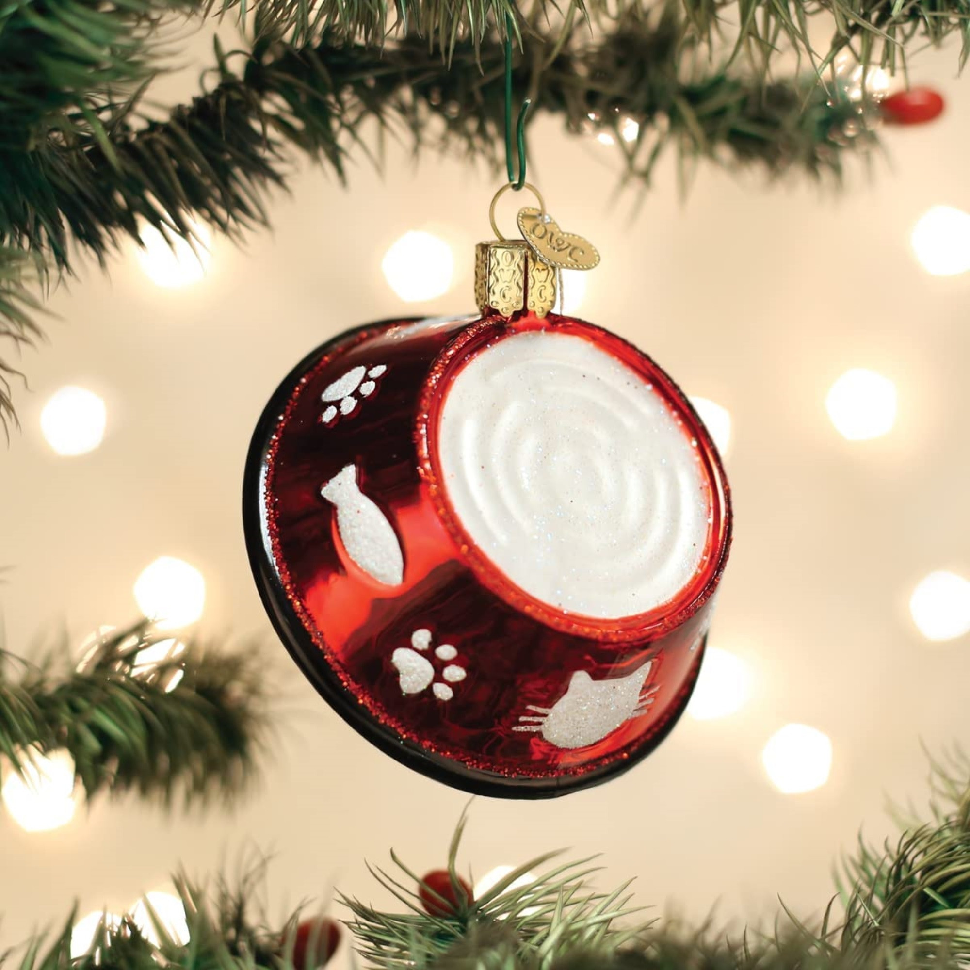 Old World Christmas Blown Glass Ornament for Christmas Tree, Kitty Bowl