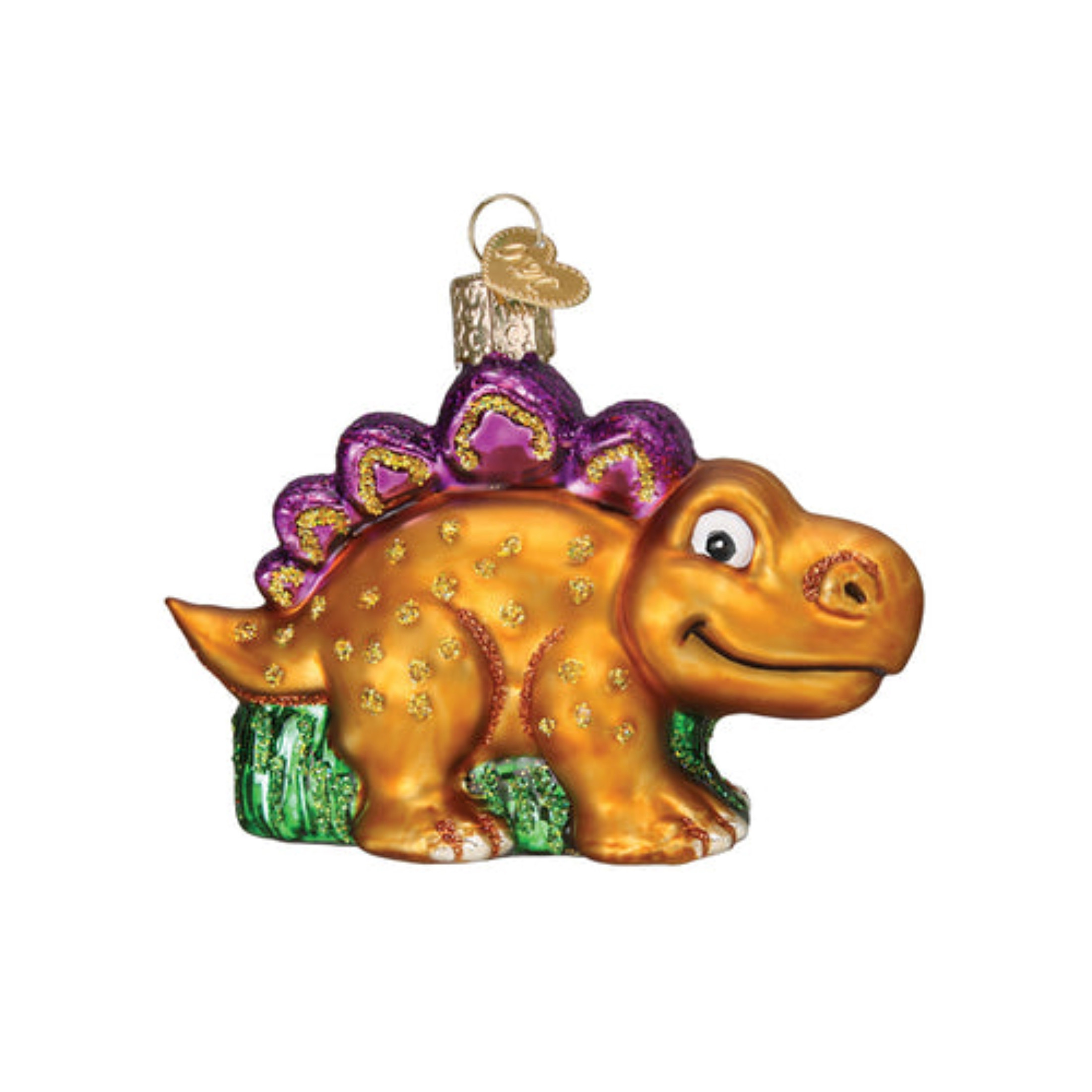 Old World Christmas Glass Blown Ornament, A Roarable Stegosaurus, 3.75" (With OWC Gift Box)
