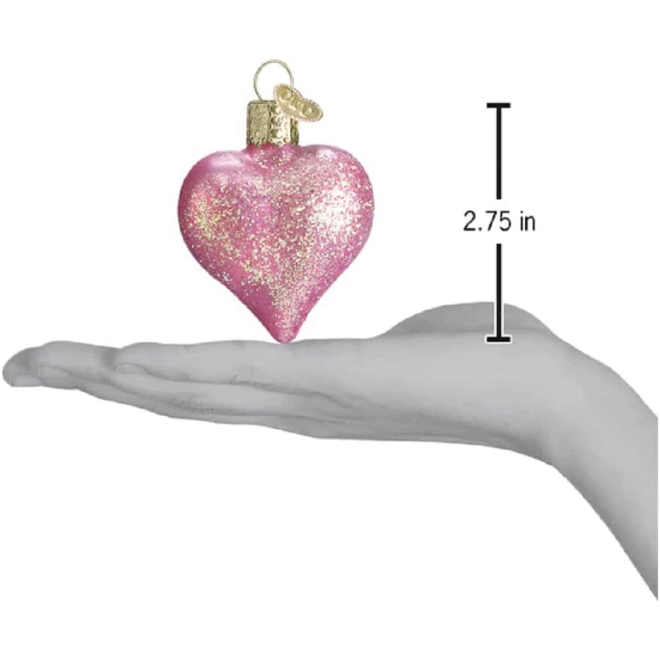Old World Christmas Glass Blown Ornament for Christmas Tree, Heart Pink