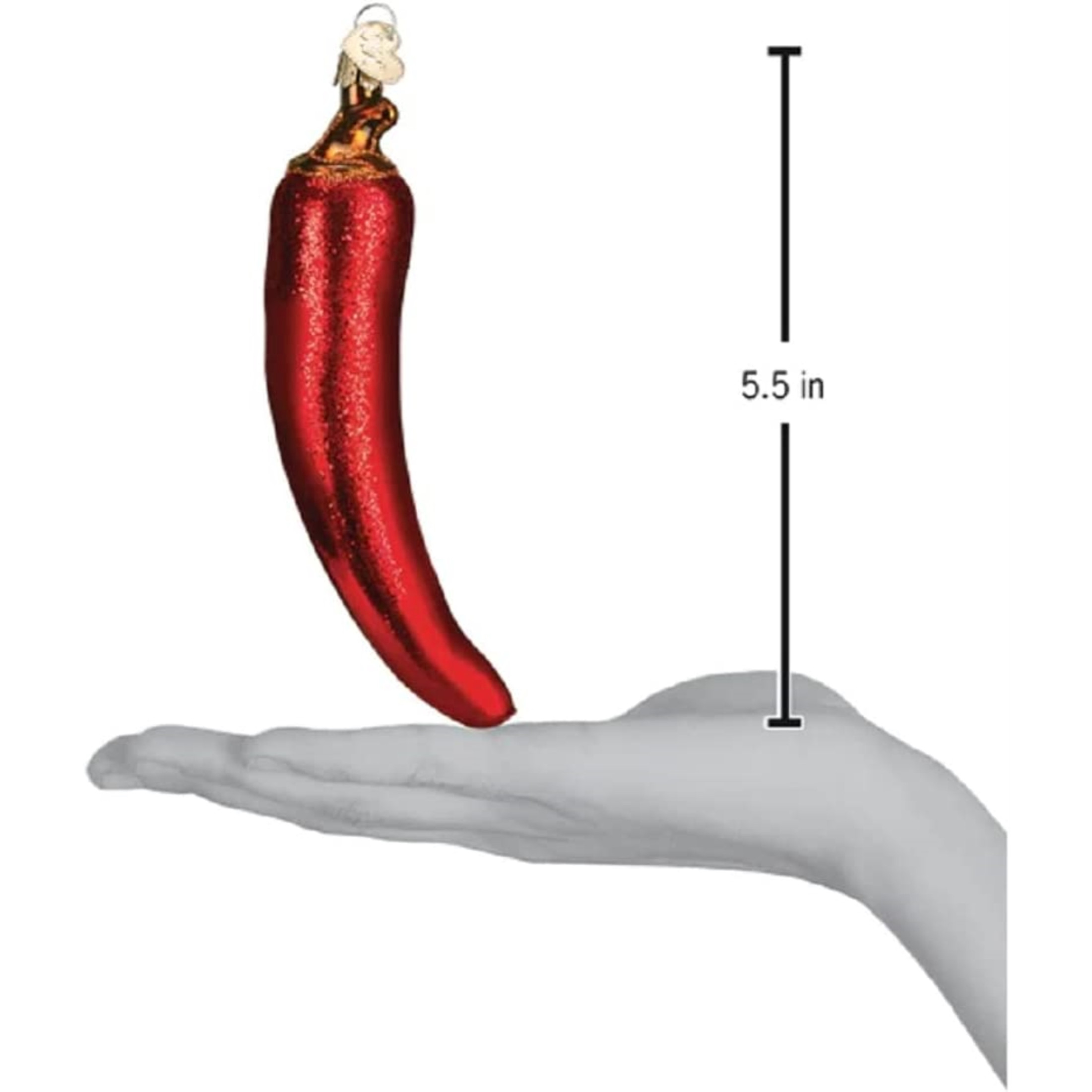 Old World Christmas Glass Blown Ornament, Red Chili Pepper, 5.5" (With OWC Gift Box)