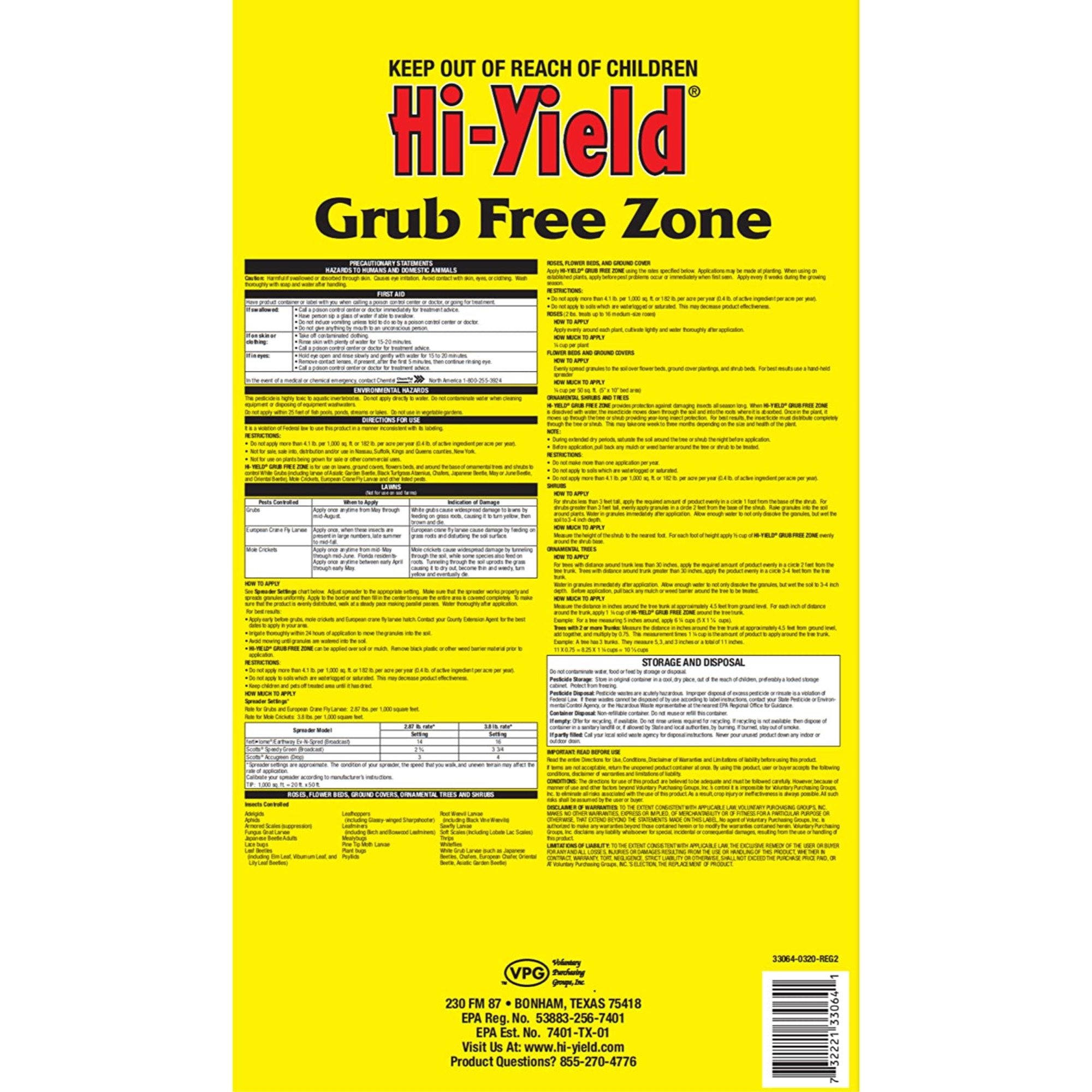 Hi-Yield Granular Grub Free Zone, 15lbs (Covers 5,000 SqFt)