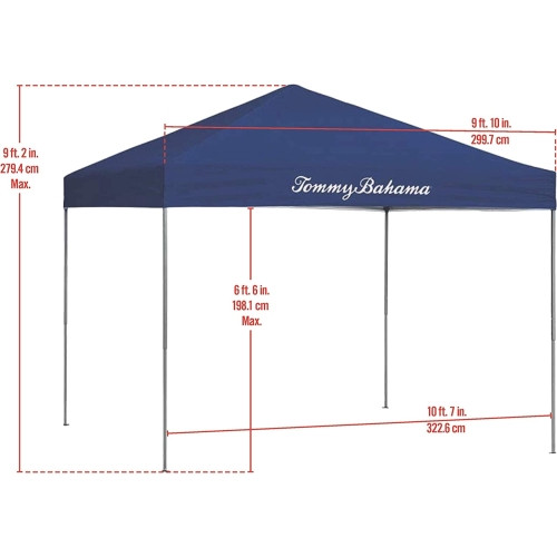 Tommy Bahama Outdoor Pop-Up Canopy Tent — Quick Setup, Portable, Weather-Resistant Protection (10' x 10')