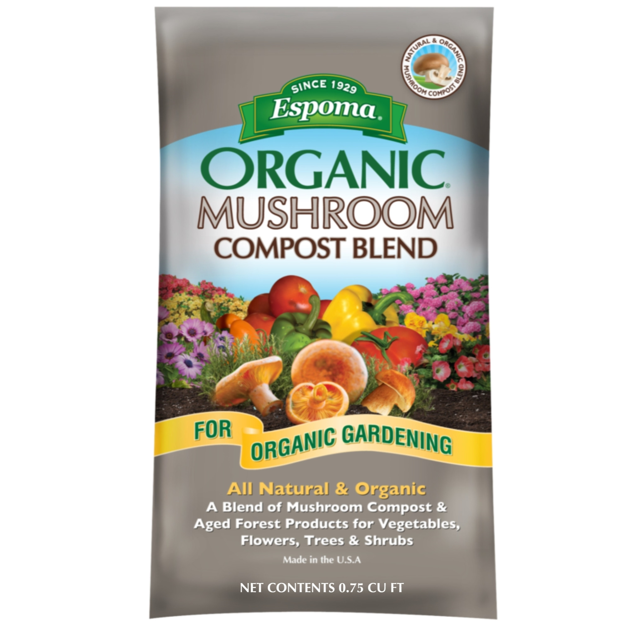 Espoma Natural and Organic Mushroom Garden Compost Blend, 0.75 cu ft