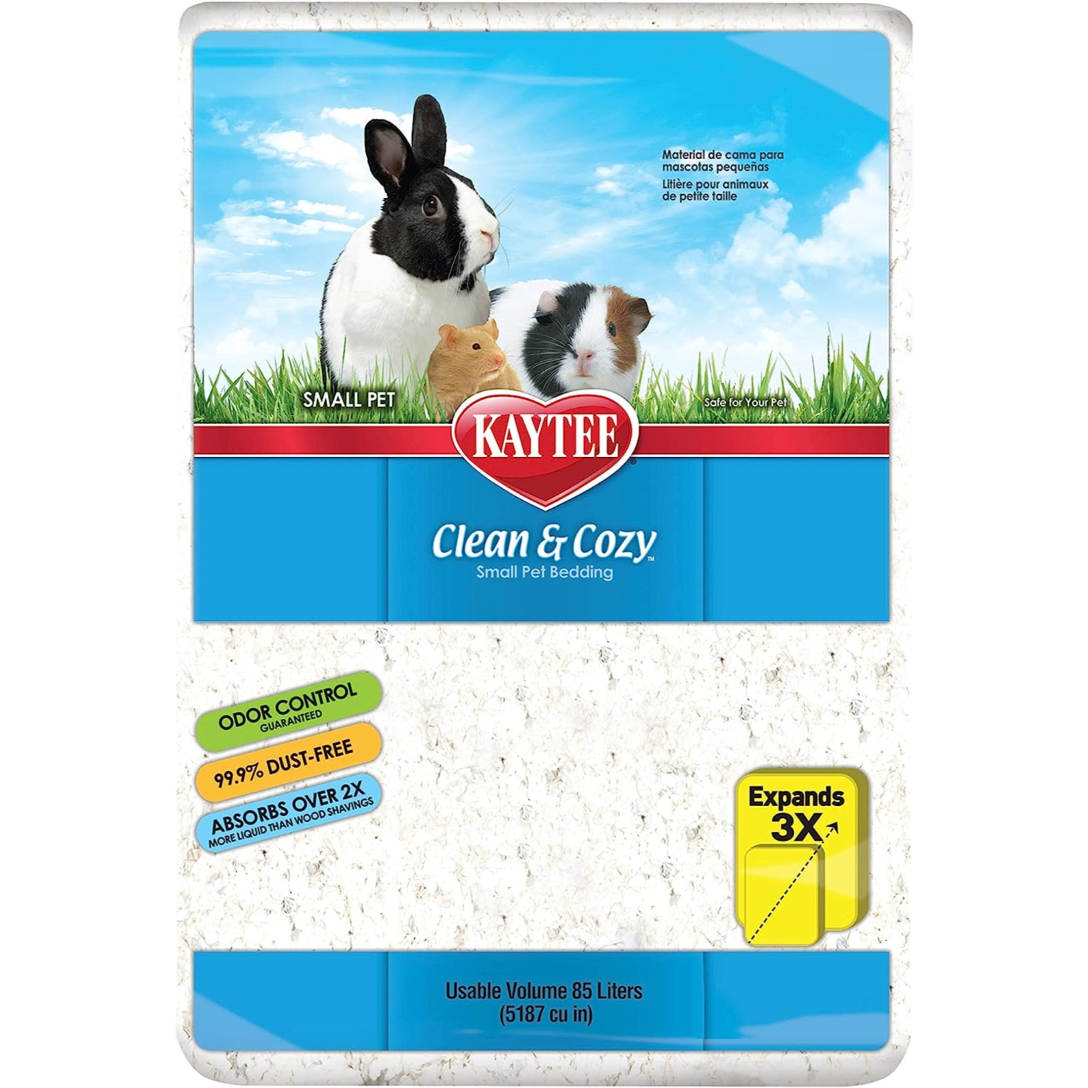 Kaytee Clean & Cozy Odor Control Small Animal Bedding, White, 85 Liters