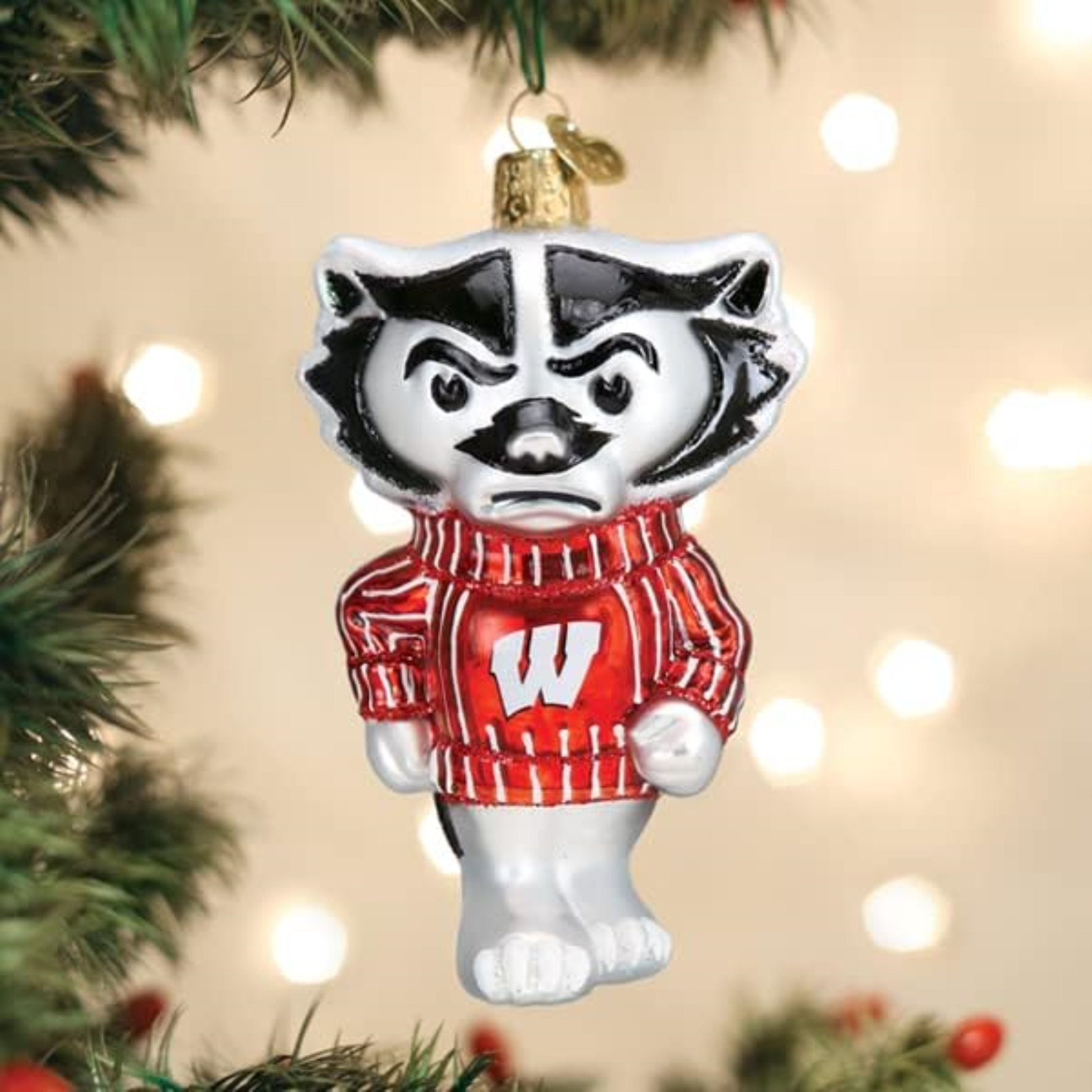 Old World Christmas Wisconsin Bucky Glass Ornament for Christmas Tree