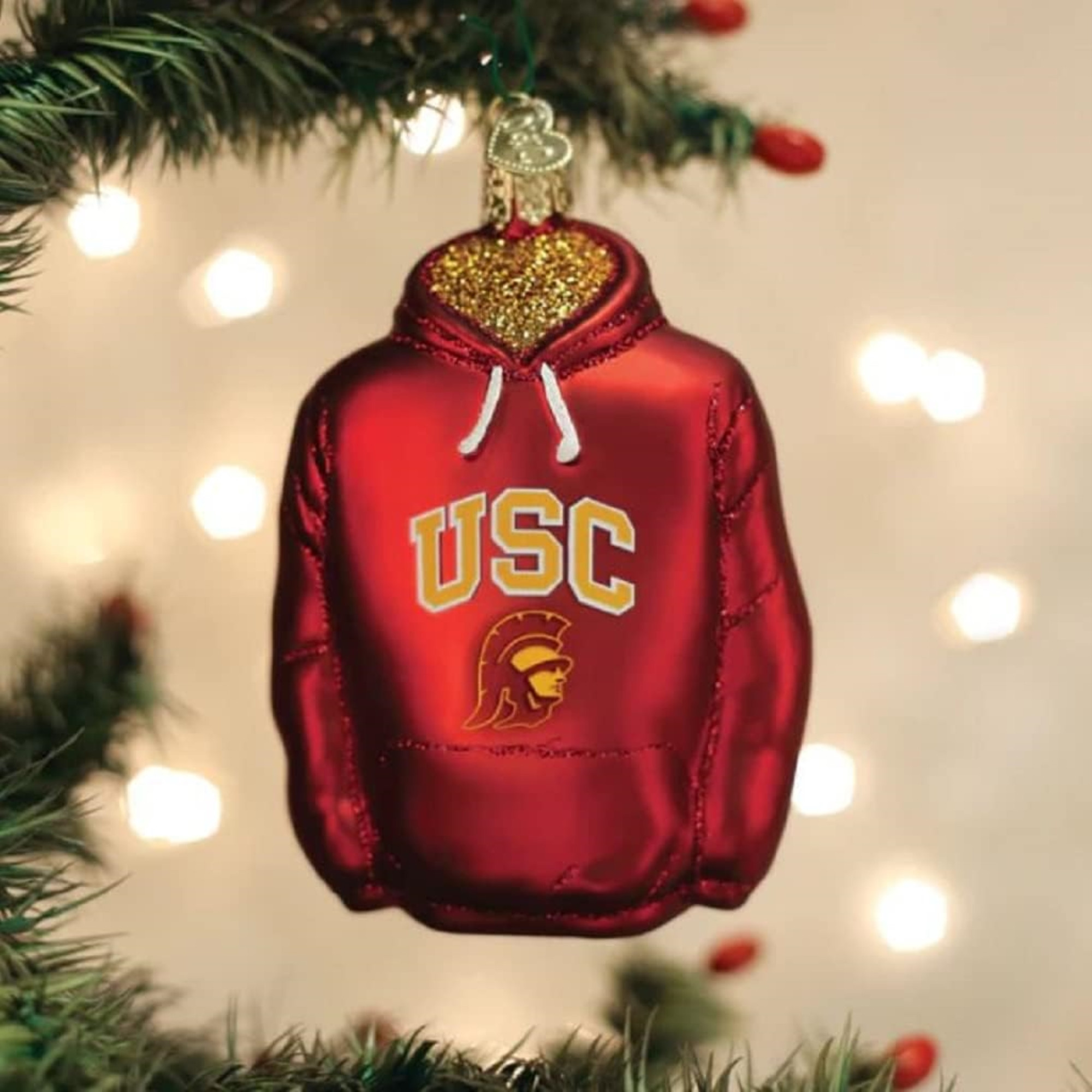 Old World Christmas Glass Blown Ornament for Christmas Tree, USC Hoodie