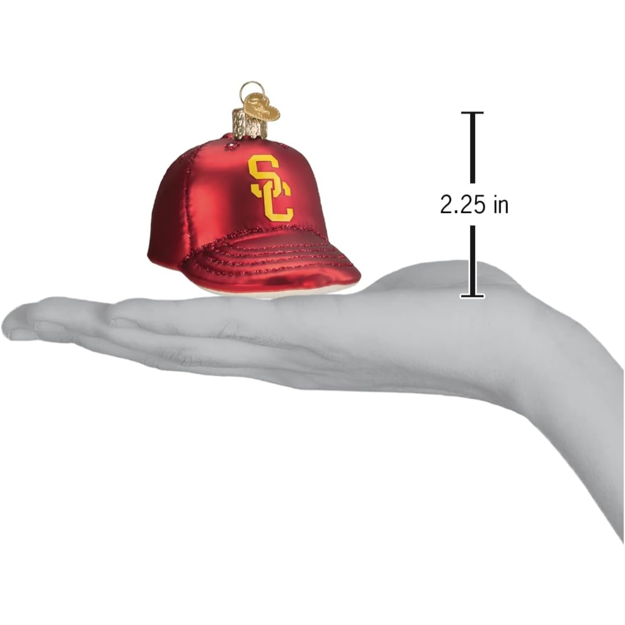 Old World Christmas Blown Glass Ornament for Christmas Tree, USC Baseball Cap