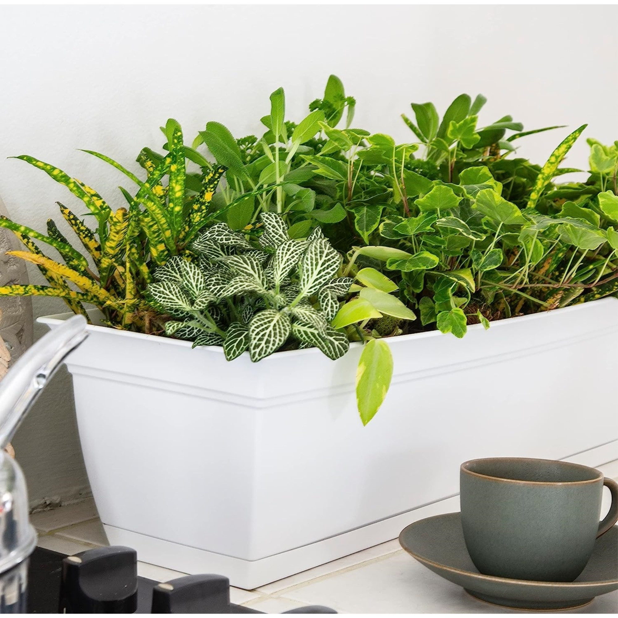 The HC Companies Plastic Eclipse Window Planter, White, 24"