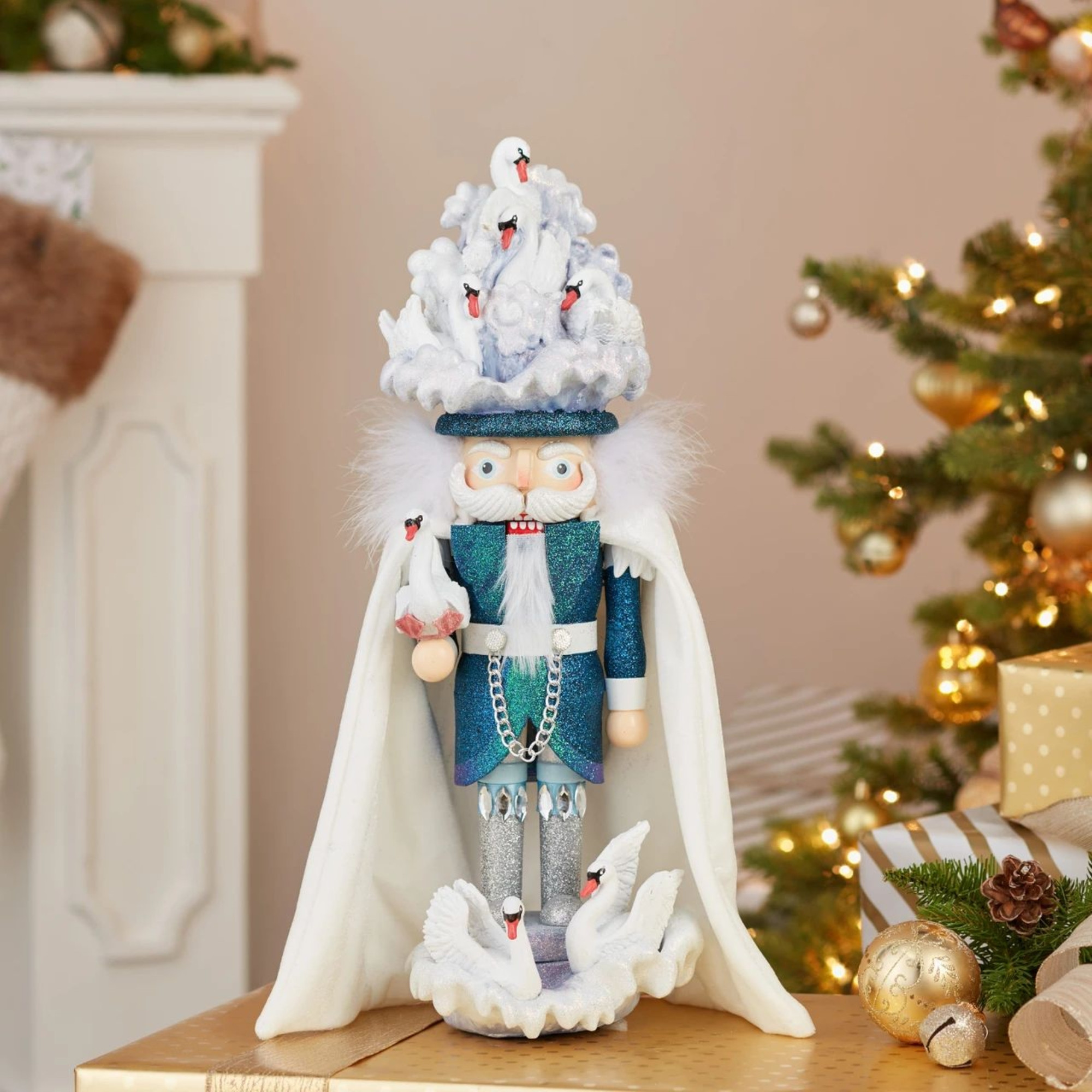 Kurt Adler Hollywood Nutcracker Collection, 7 Swans Swimming Nutcracker, 18"