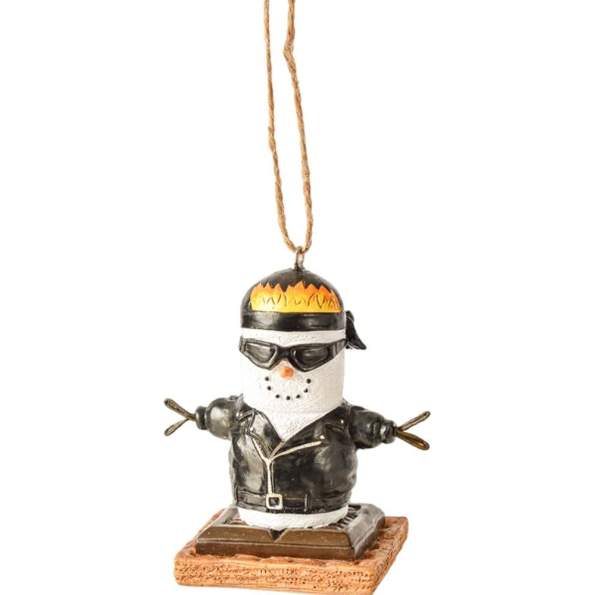 Ganz Resin Ornament for Christmas Tree, S’mores Snowman Biker