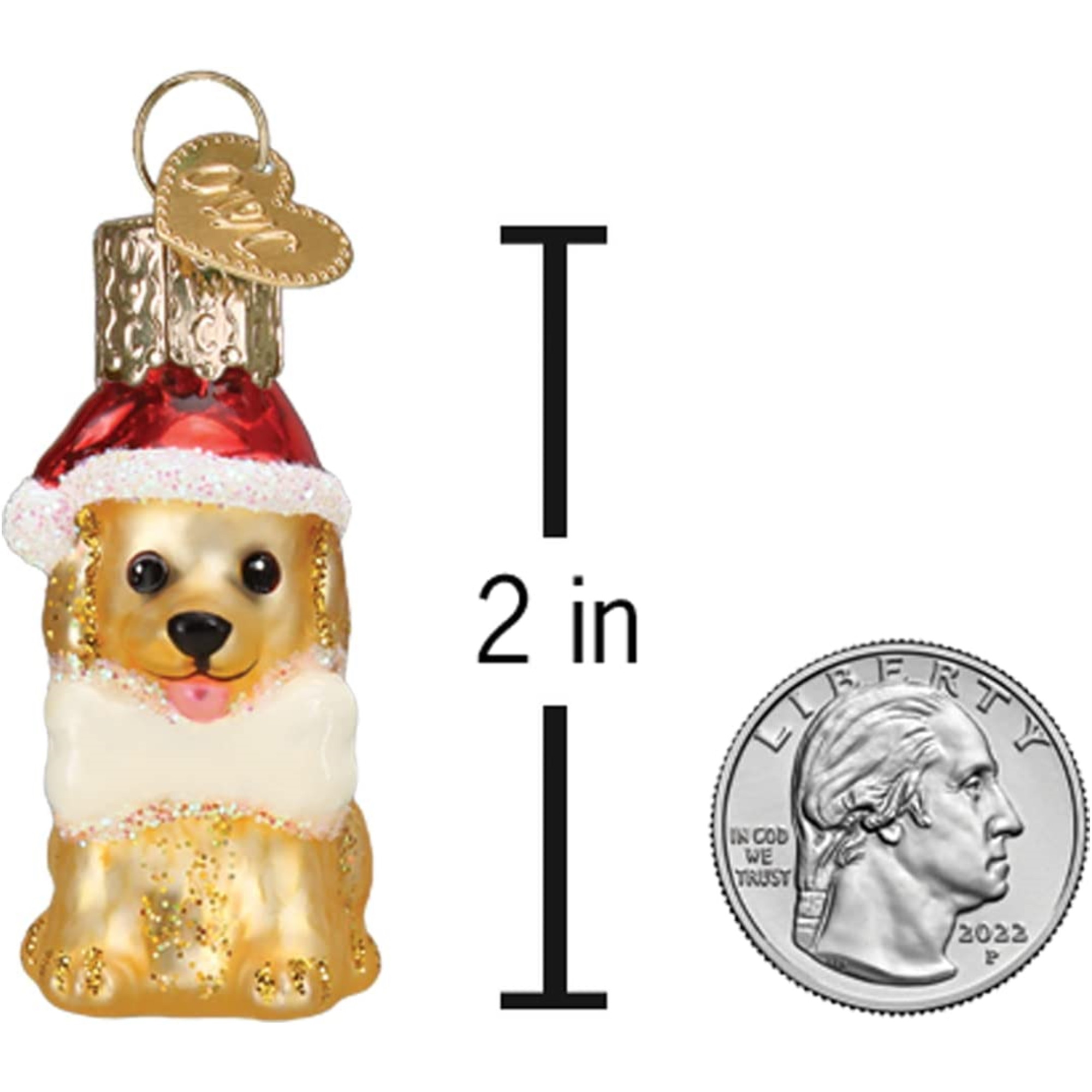 Old World Christmas Blown Glass Mini Ornament for Christmas Tree, Jolly Pup