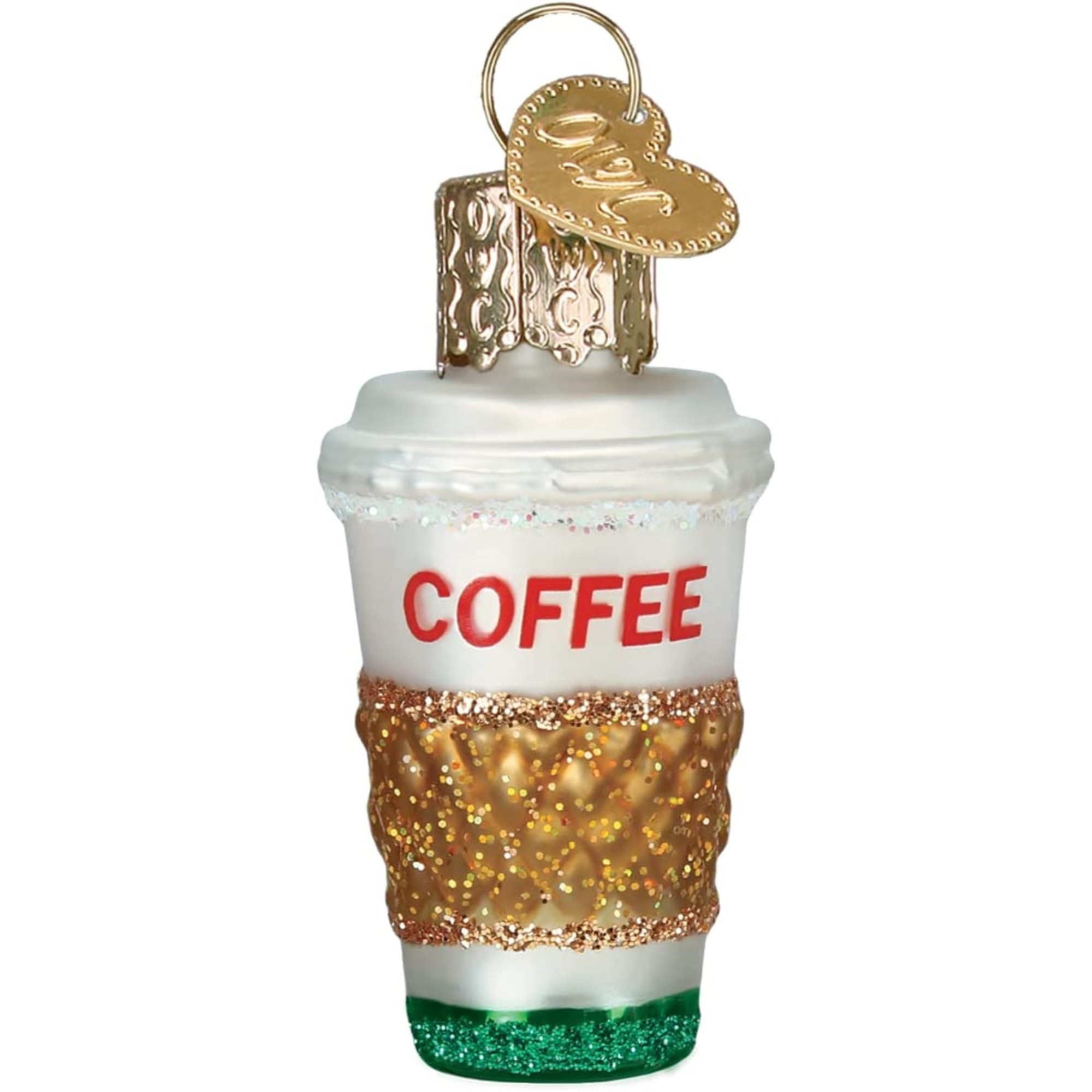 Old World Christmas Mini Glass Blown Ornament for Christmas Tree, Coffee To Go