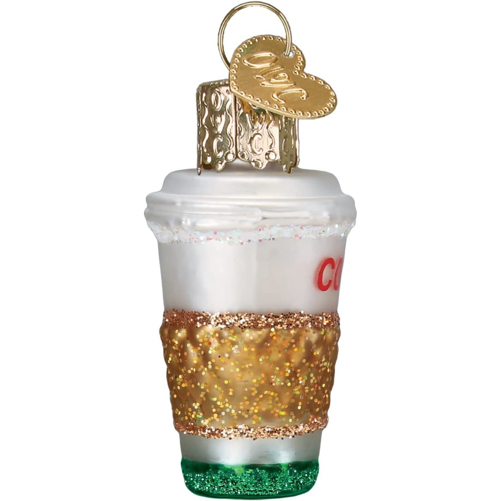 Old World Christmas Mini Glass Blown Ornament for Christmas Tree, Coffee To Go