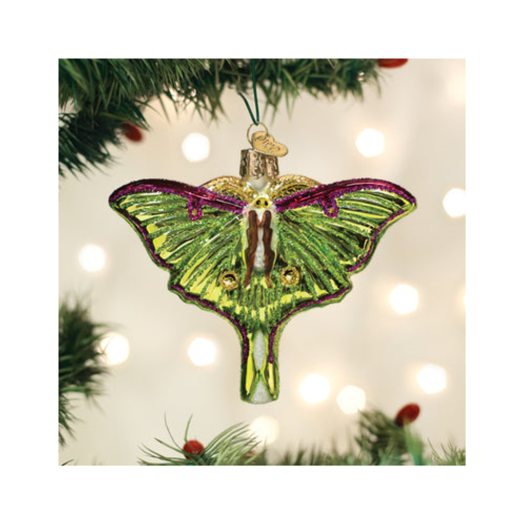 Old World Christmas Blown Glass Ornament for Christmas Tree, Luna Moth