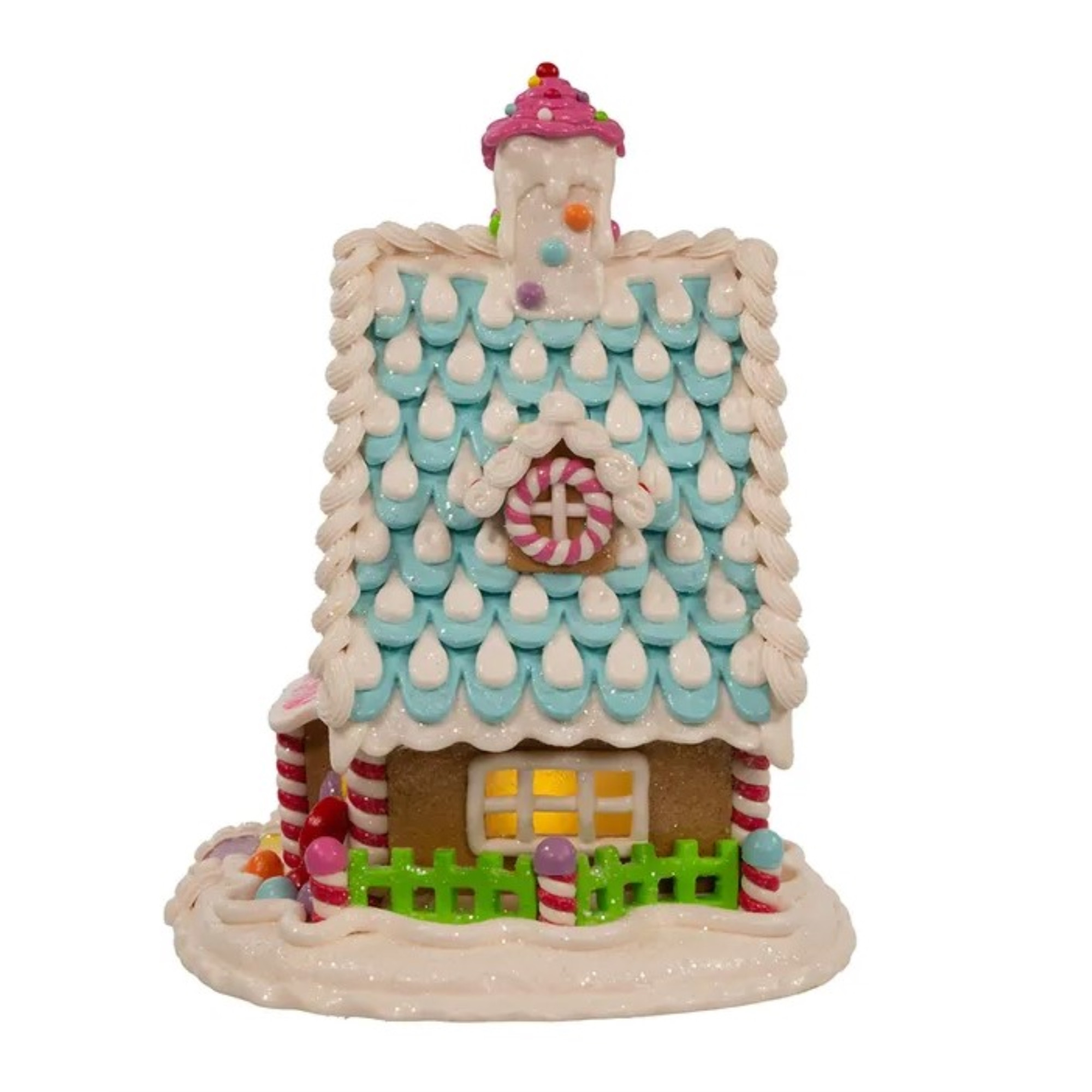 Kurt Adler Battery-Operated LED Lighted Table Piece, Candyland Gingerbread House, 11.5"