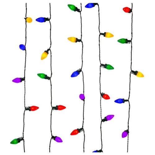 Kurt Adler Indoor & Outdoor 50-Light C7 Multicolor LED String Lights with 8 Light Settings – 20.4’ Lighted Length