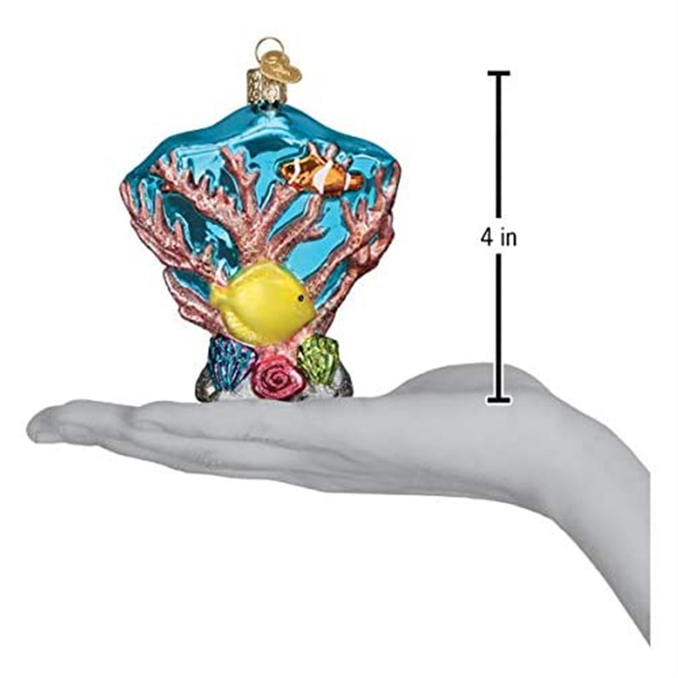 Old World Christmas Glass Blown Ornament, Coral Reef, 4" (With OWC Gift Box)